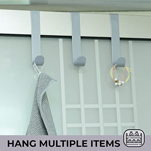 Kuber Industries Cloth Hanger|Wall Mounted Towel Hanger|Multipurpose Cloth & Towel Holder|Iron Spray Material|Easy Installation|Interchangeable Over The Door Hook|ZT-3042(S)|Pack of 3|Silver