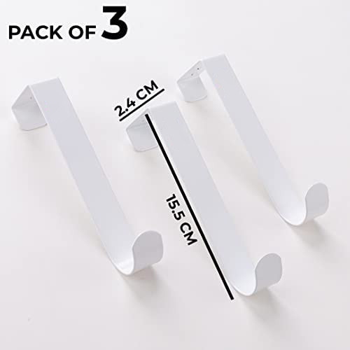 Kuber Industries Cloth Hanger|Wall Mounted Towel Hanger|Multipurpose Cloth & Towel Holder|Iron Spray Material|Easy Installation|Interchangeable Over The Door Hook|ZT-3042(W)|Pack of 3|White