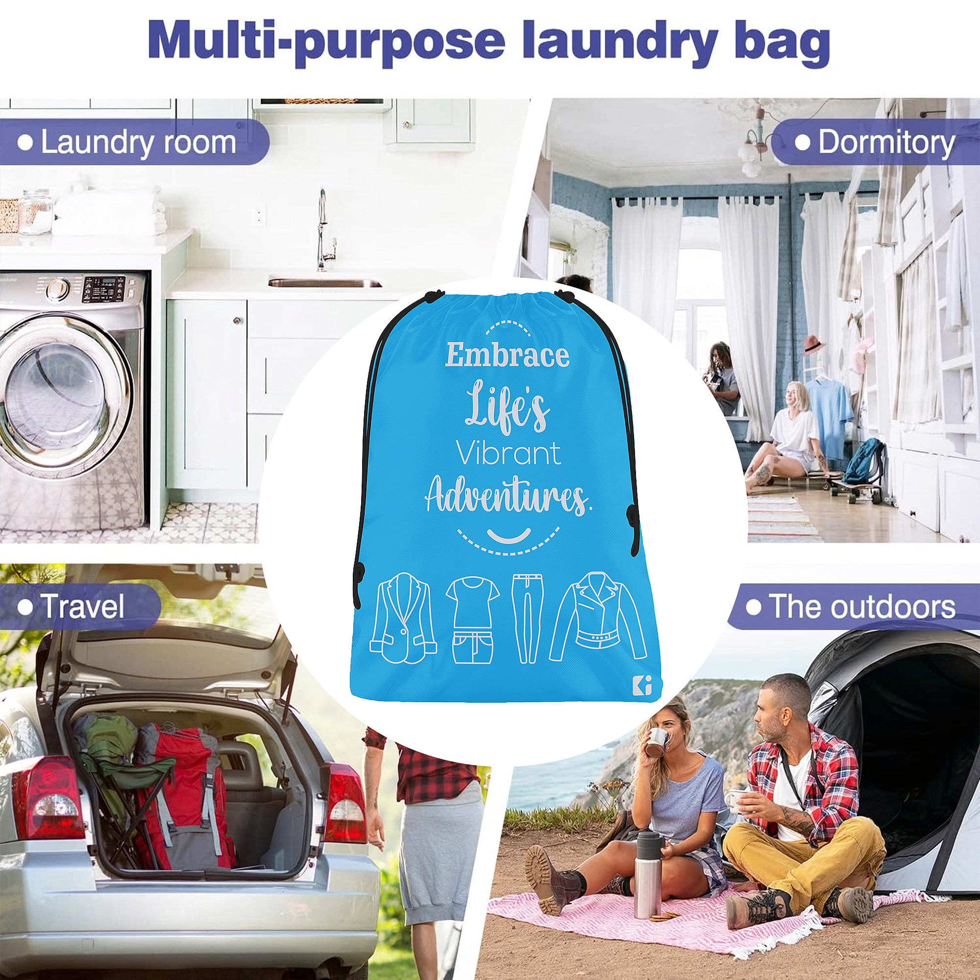 Kuber Industries Cloth Storage Bag | Storage Organizer | Travel Cloth Carrying Bag | Garments Cover for Laundry | Travel Storage Organizer for Clothing | Medium | Sky Blue