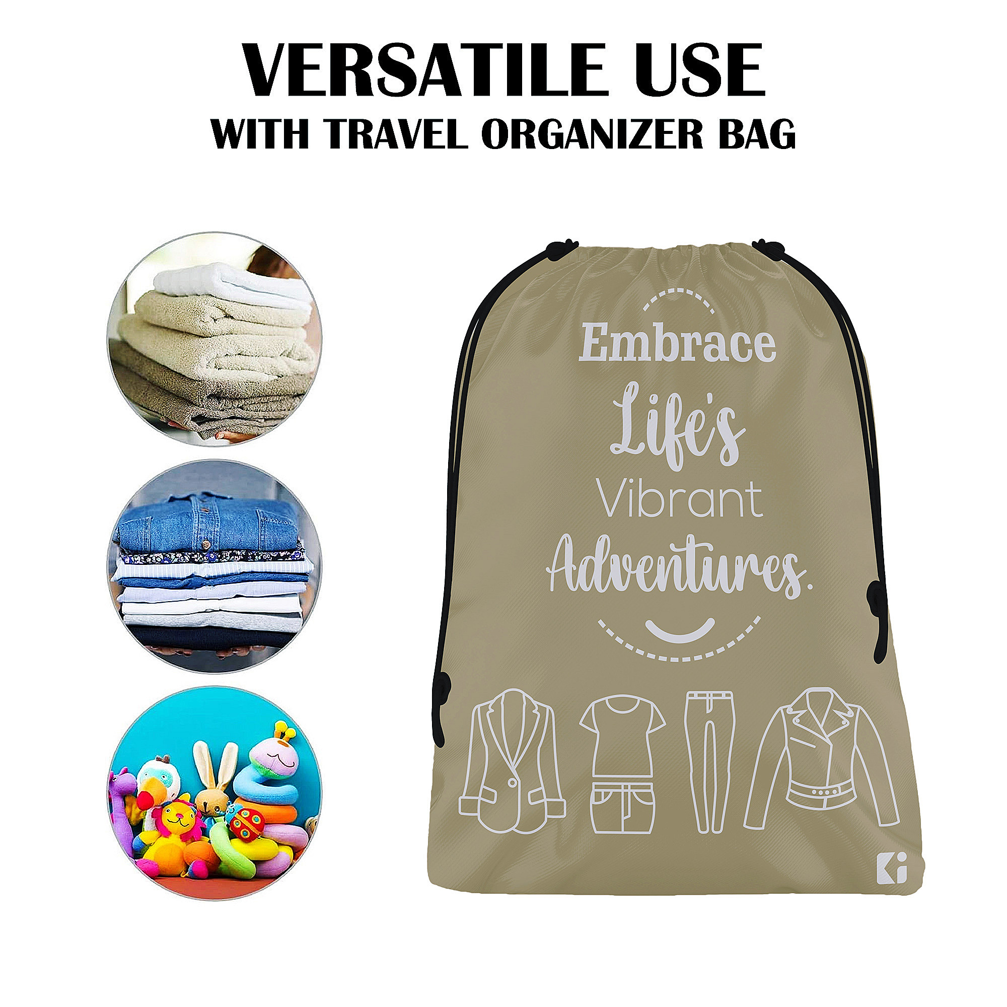 Kuber Industries Cloth Storage Bag | Storage Organizer | Travel Cloth Carrying Bag | Garments Cover for Laundry | Travel Storage Organizer for Clothing | Medium | Yellow & Brown