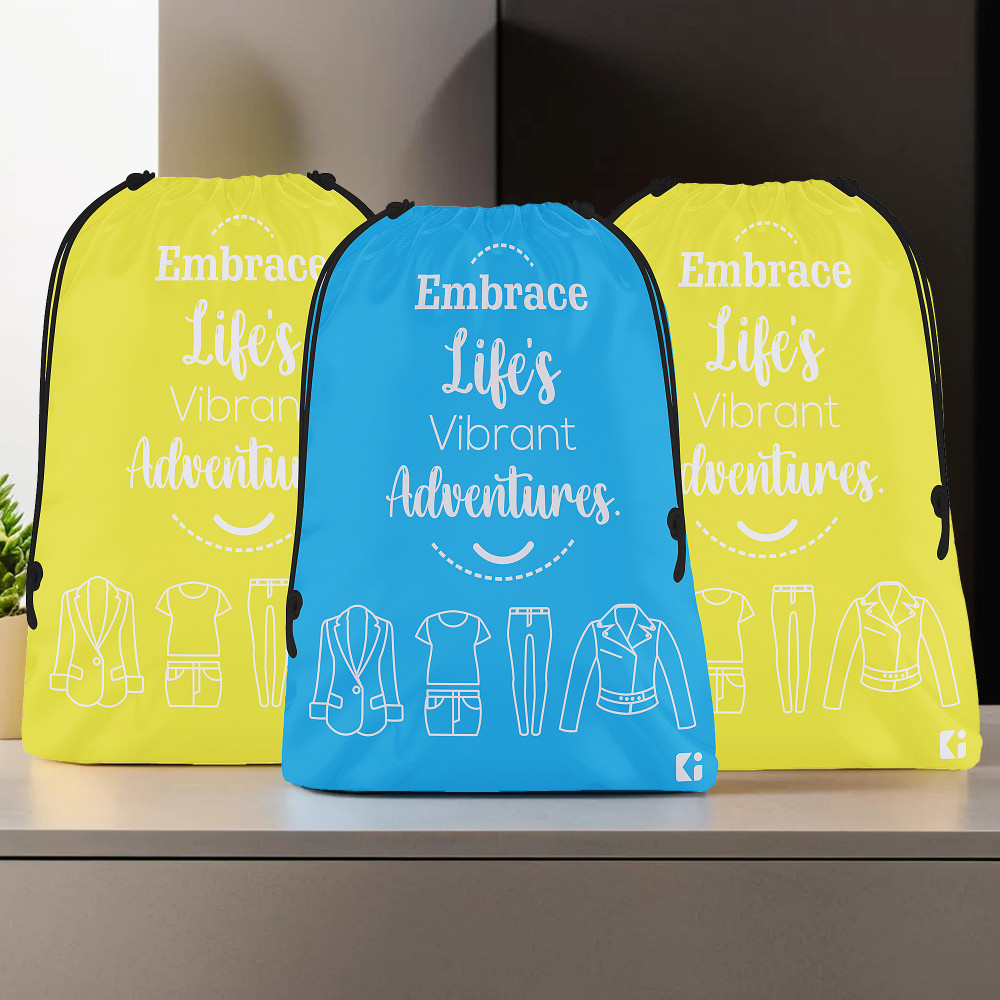 Kuber Industries Cloth Storage Bag | Storage Organizer | Travel Cloth Carrying Bag | Garments Cover for Laundry | Travel Storage Organizer for Clothing | Medium | Yellow &amp; Sky Blue