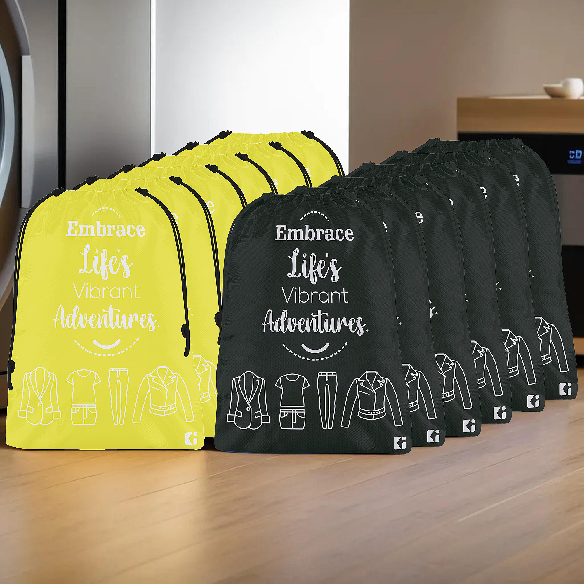 Kuber Industries Cloth Storage Bag | Storage Organizer | Travel Cloth Carrying Bag | Garments Cover for Laundry | Travel Storage Organizer for Clothing | Medium | Yellow & Black