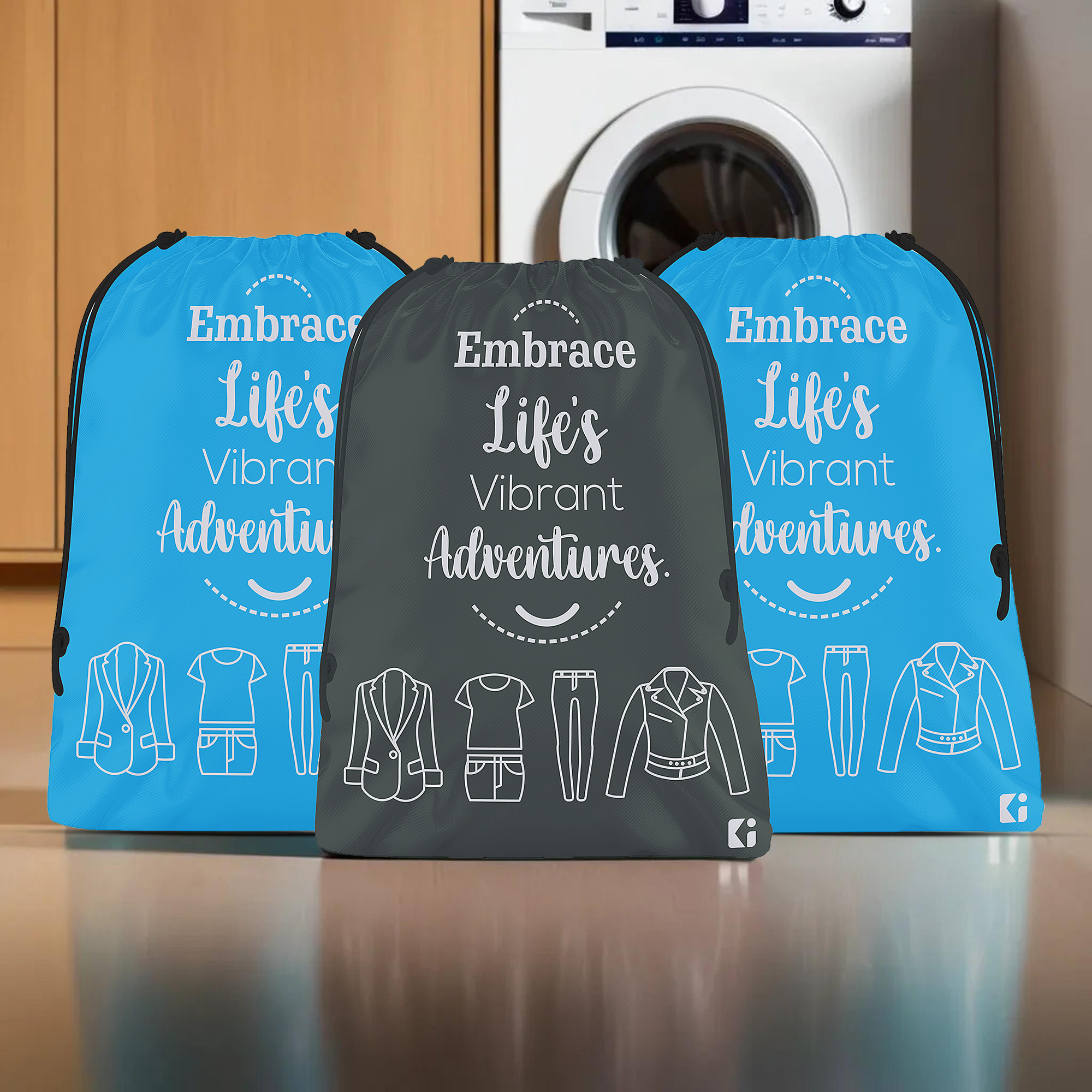 Kuber Industries Cloth Storage Bag | Storage Organizer | Travel Cloth Carrying Bag | Garments Cover for Laundry | Travel Storage Organizer for Clothing | Medium | Sky Blue & Gray