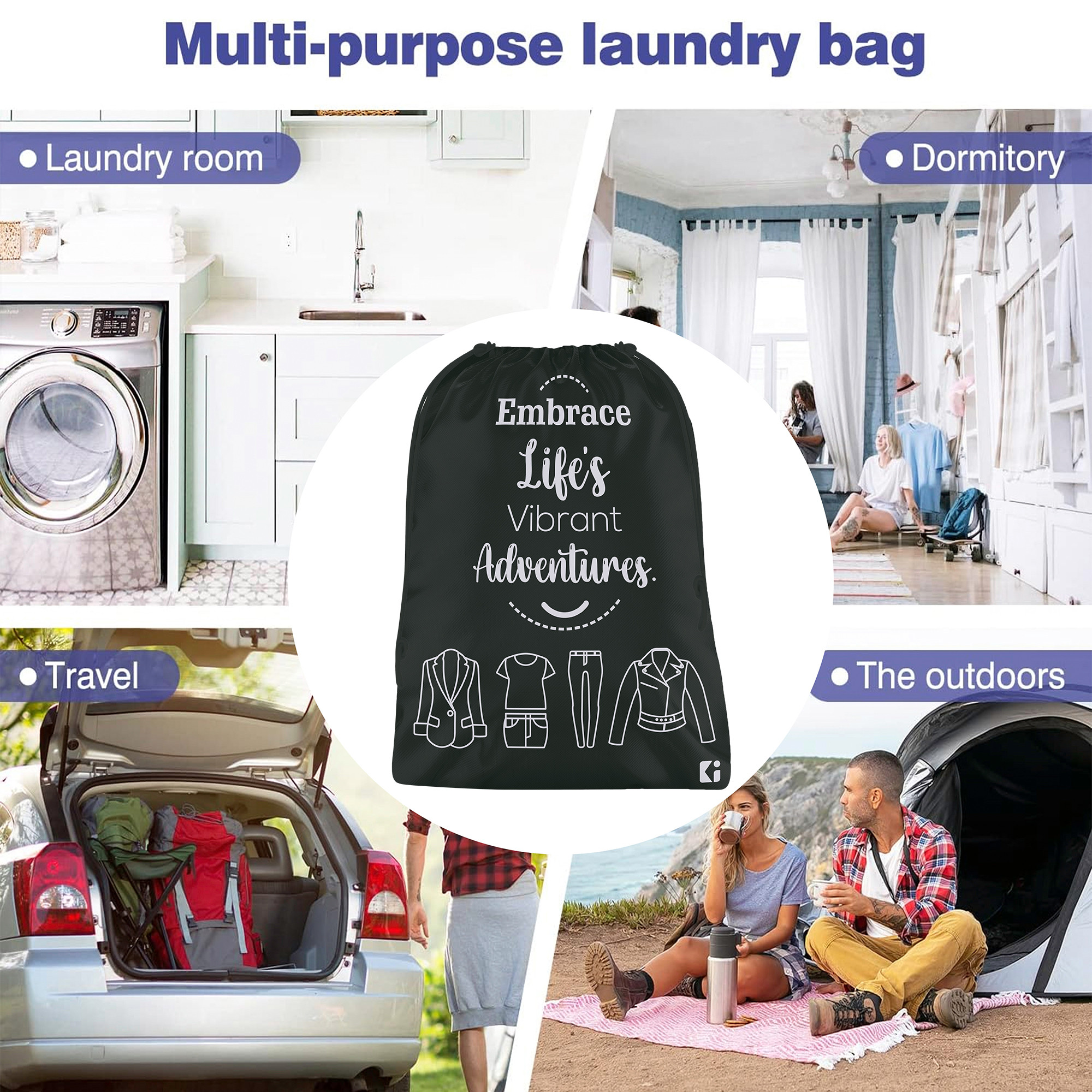 Kuber Industries Cloth Storage Bag | Storage Organizer | Travel Cloth Carrying Bag | Garments Cover for Laundry | Travel Storage Organizer for Clothing | Medium | Royal Blue & Black