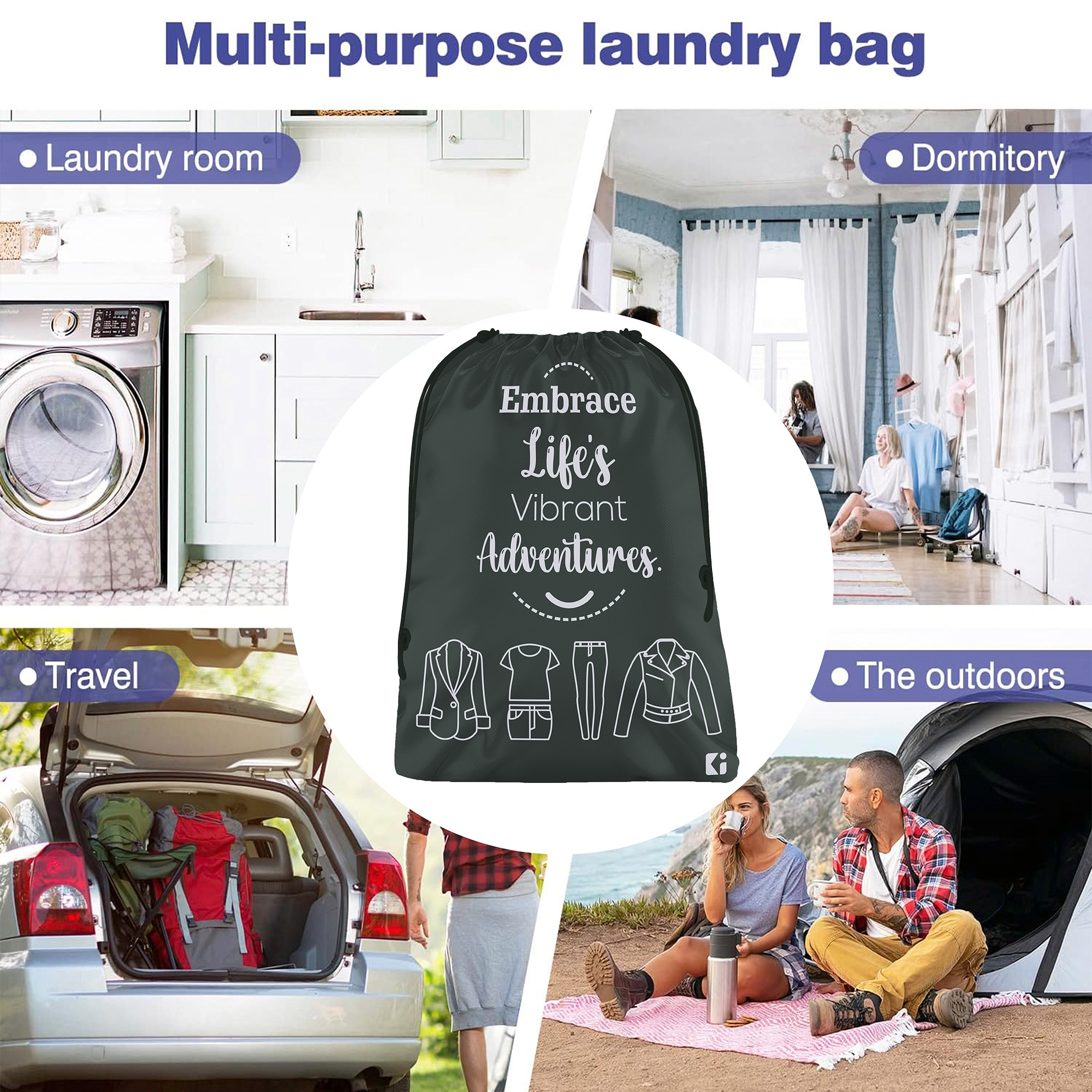 Kuber Industries Cloth Storage Bag | Storage Organizer | Travel Cloth Carrying Bag | Garments Cover for Laundry | Travel Storage Organizer for Clothing | Medium | Royal Blue & Gray