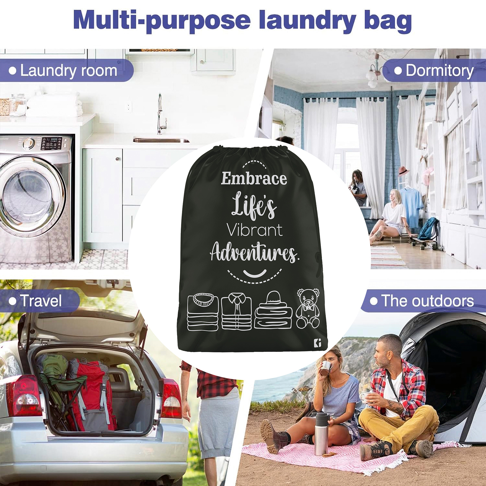 Kuber Industries Cloth Storage Bag | Storage Organizer | Travel Cloth Carrying Bag | Garments Cover for Laundry | Travel Storage Organizer Bag for Clothing | Large | Black