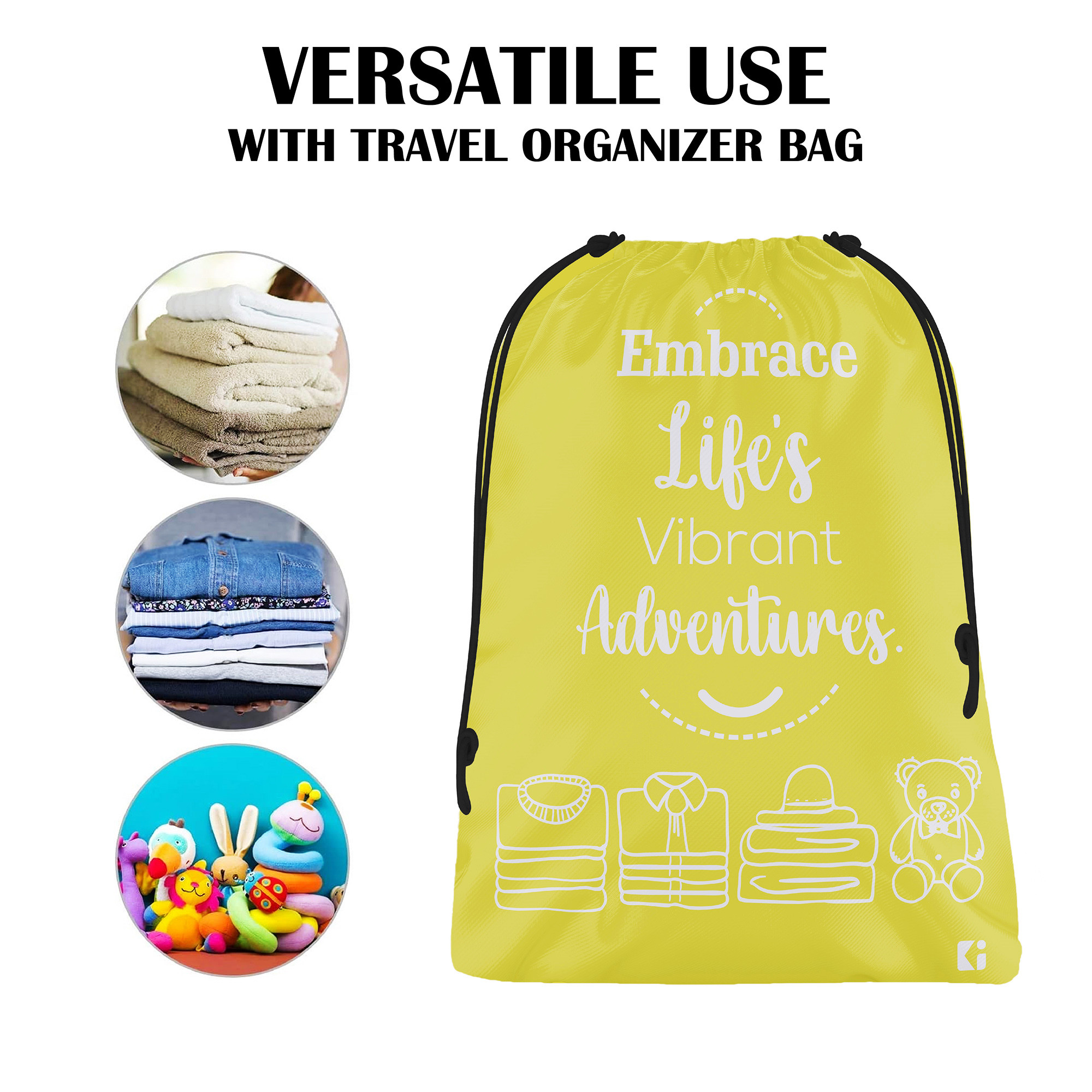 Kuber Industries Cloth Storage Bag | Storage Organizer | Travel Cloth Carrying Bag | Garments Cover for Laundry | Travel Storage Organizer for Clothing | Large | Yellow & Royal Blue