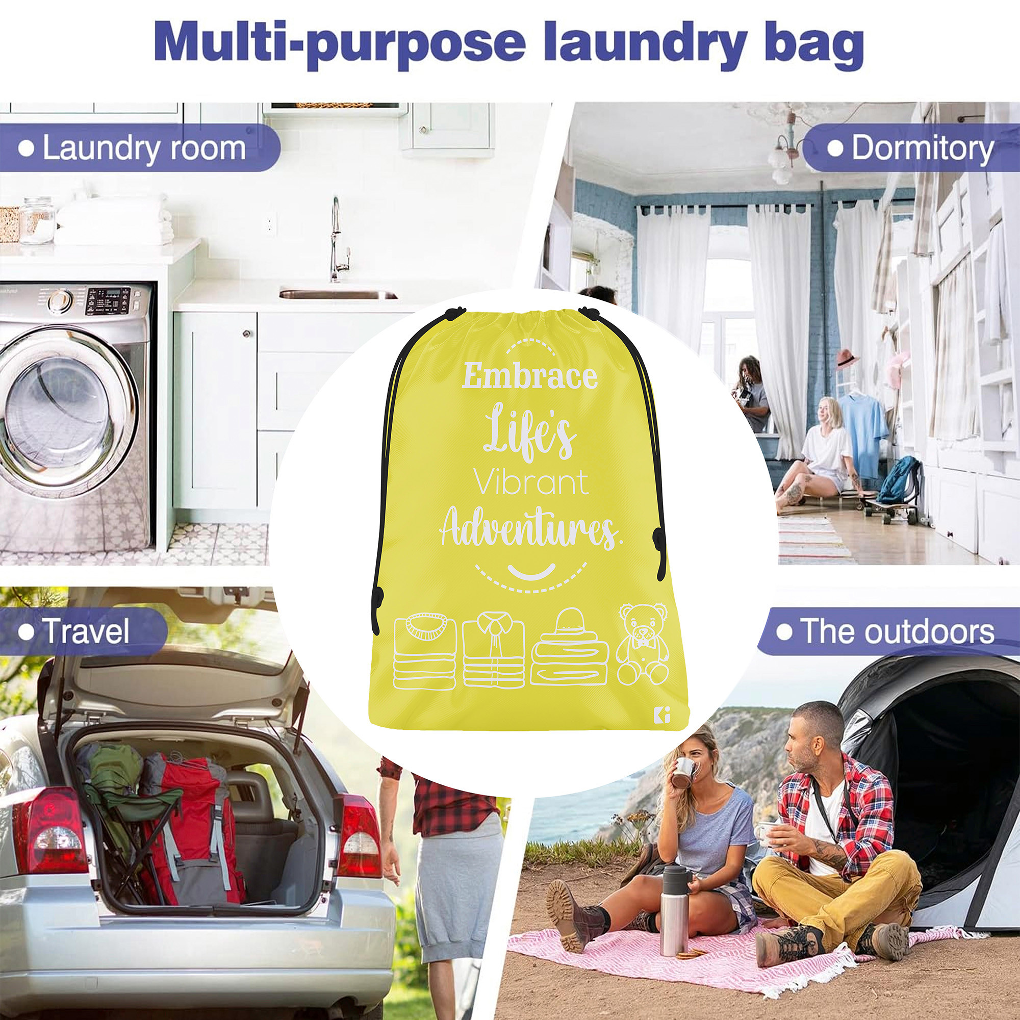 Kuber Industries Cloth Storage Bag | Storage Organizer | Travel Cloth Carrying Bag | Garments Cover for Laundry | Travel Storage Organizer for Clothing | Large | Yellow & Royal Blue