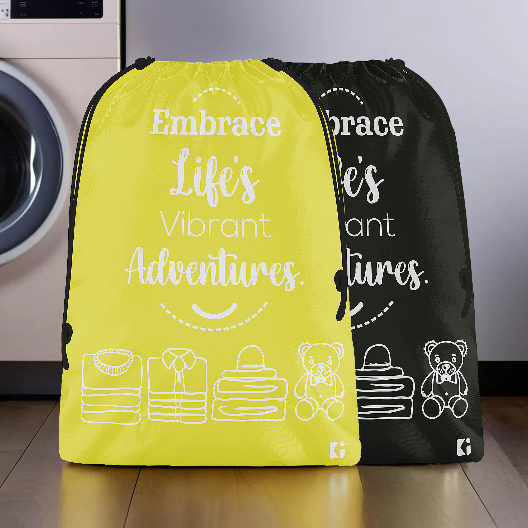 Kuber Industries Cloth Storage Bag | Storage Organizer | Travel Cloth Carrying Bag | Garments Cover for Laundry | Travel Storage Organizer for Clothing | Large | Yellow & Black