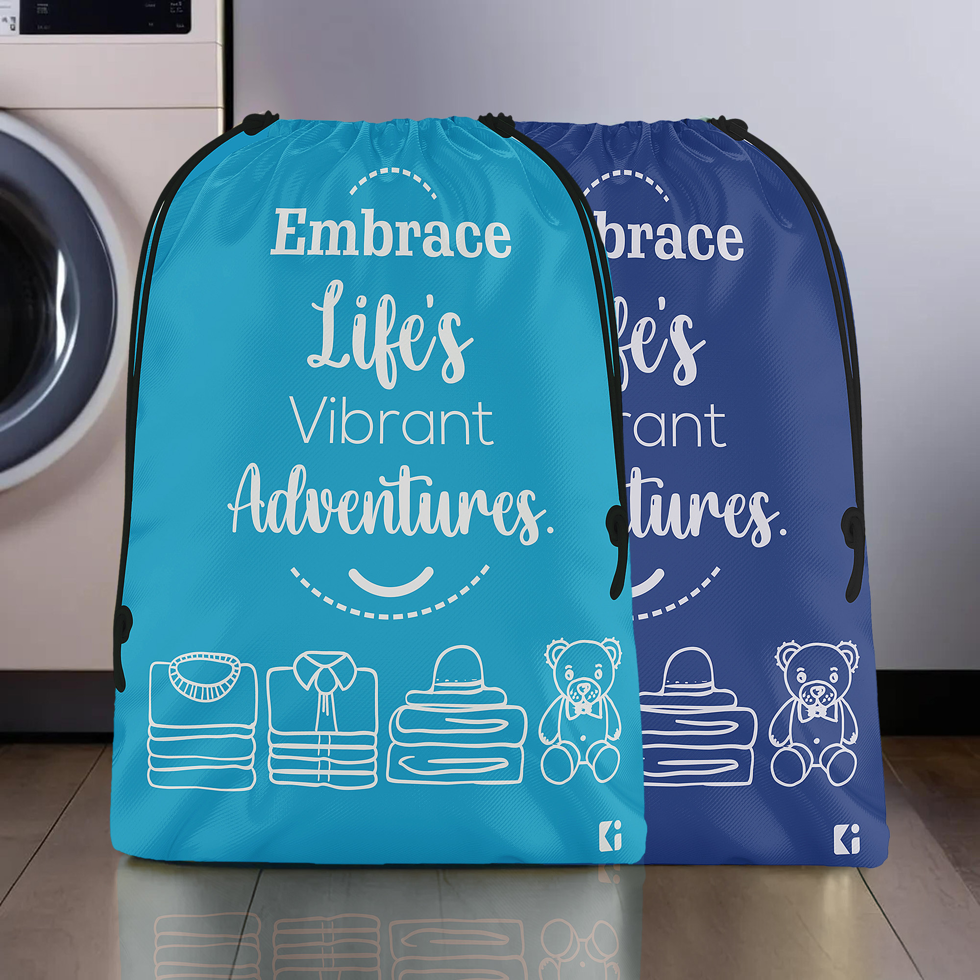 Kuber Industries Cloth Storage Bag | Storage Organizer | Travel Cloth Carrying Bag | Garments Cover for Laundry | Travel Storage Organizer for Clothing | Large | Sky & Royal Blue