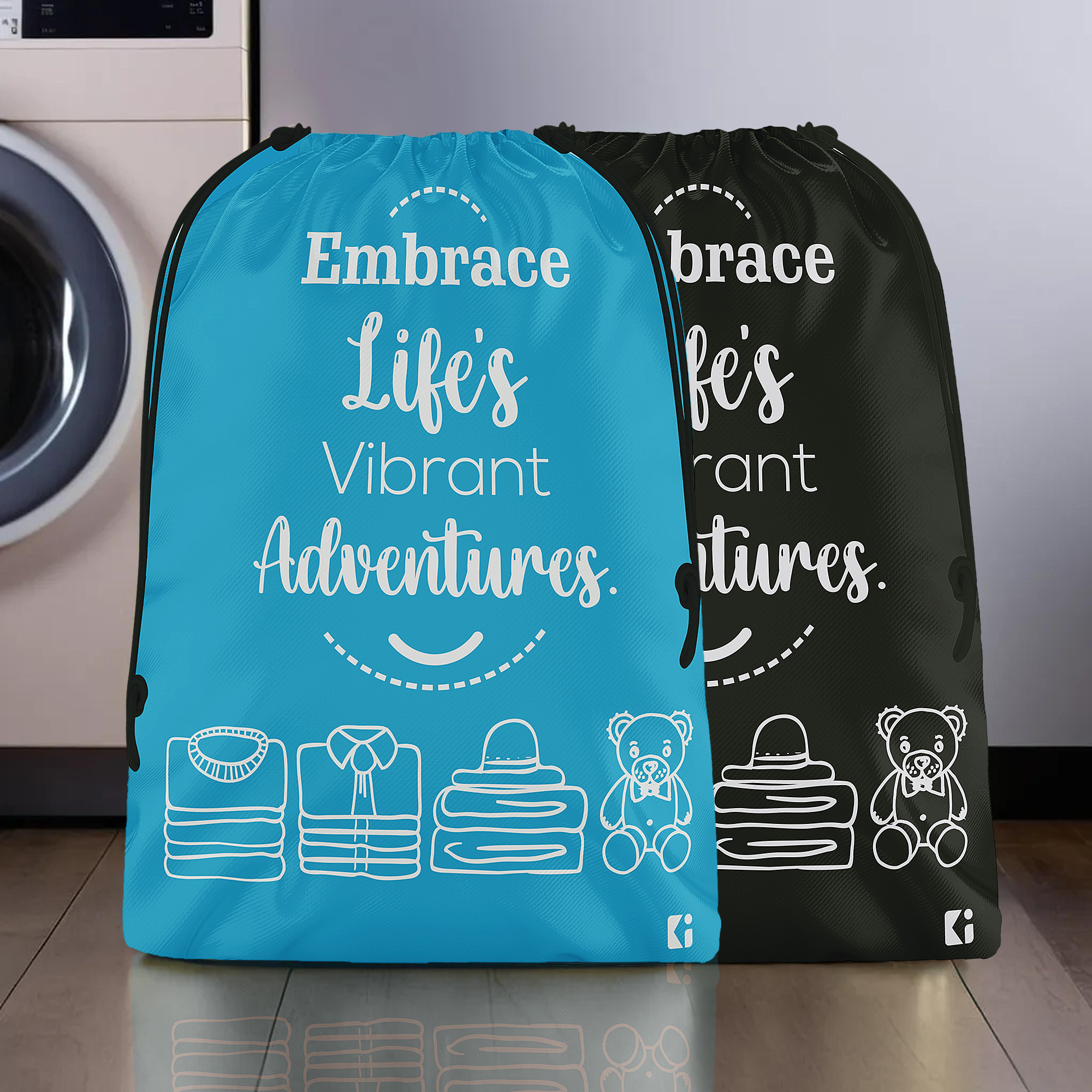 Kuber Industries Cloth Storage Bag | Storage Organizer | Travel Cloth Carrying Bag | Garments Cover for Laundry | Travel Storage Organizer for Clothing | Large | Sky Blue & Black