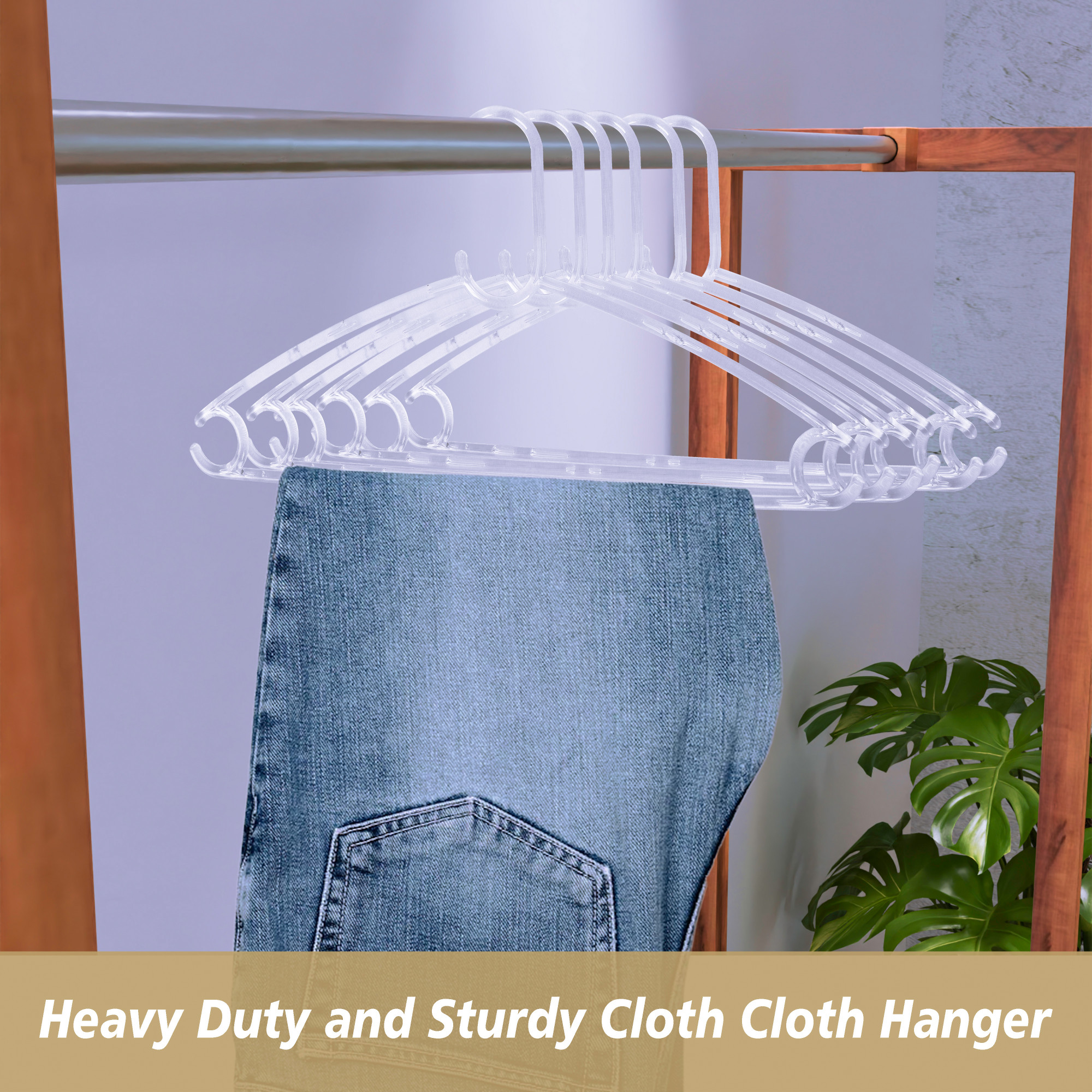 Kuber Industries Clothes Hanger | Clothes Hanger Set for Shirts-Jackets-Dress-Pant | Coat and Shirt Hangers | Hanger for Skirts-Shorts-Saree-Jeans | C Cut Crystal Hanger | Transparent