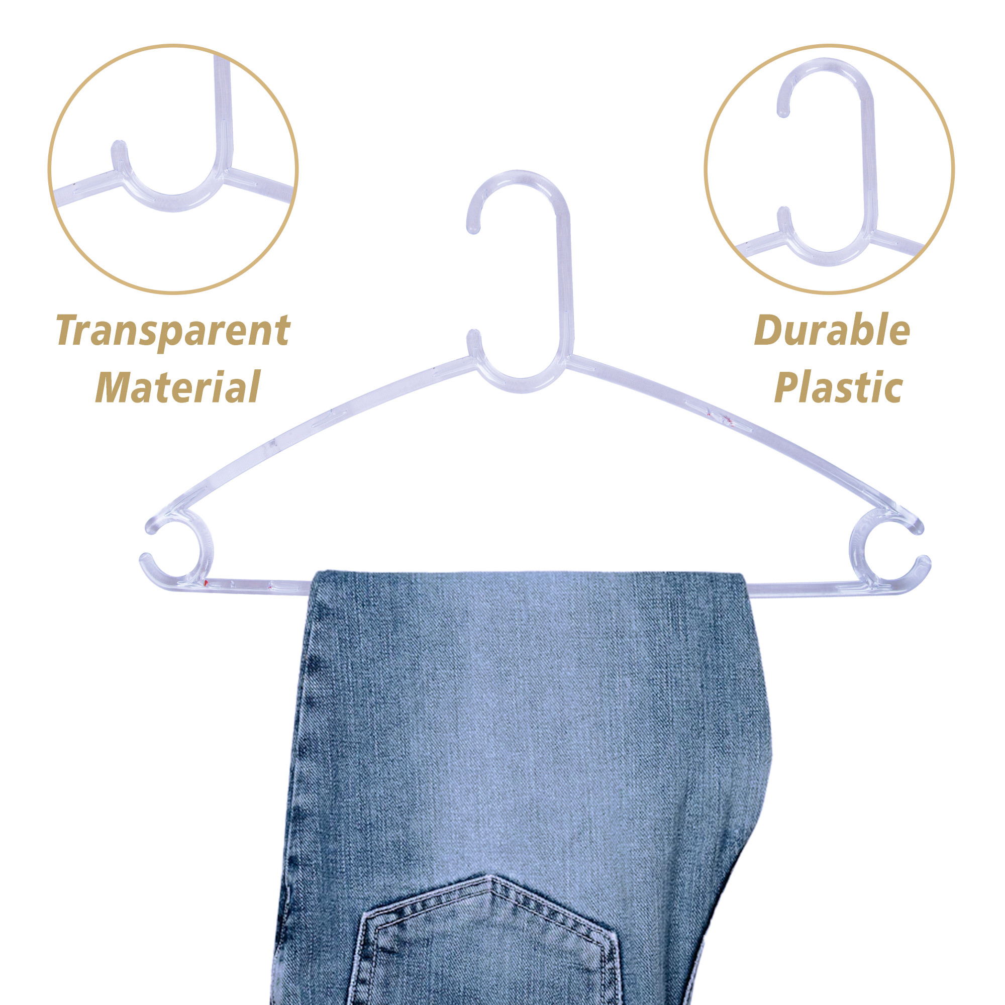 Kuber Industries Clothes Hanger | Clothes Hanger Set for Shirts-Jackets-Dress-Pant | Coat and Shirt Hangers | Hanger for Skirts-Shorts-Saree-Jeans | C Cut Crystal Hanger | Transparent