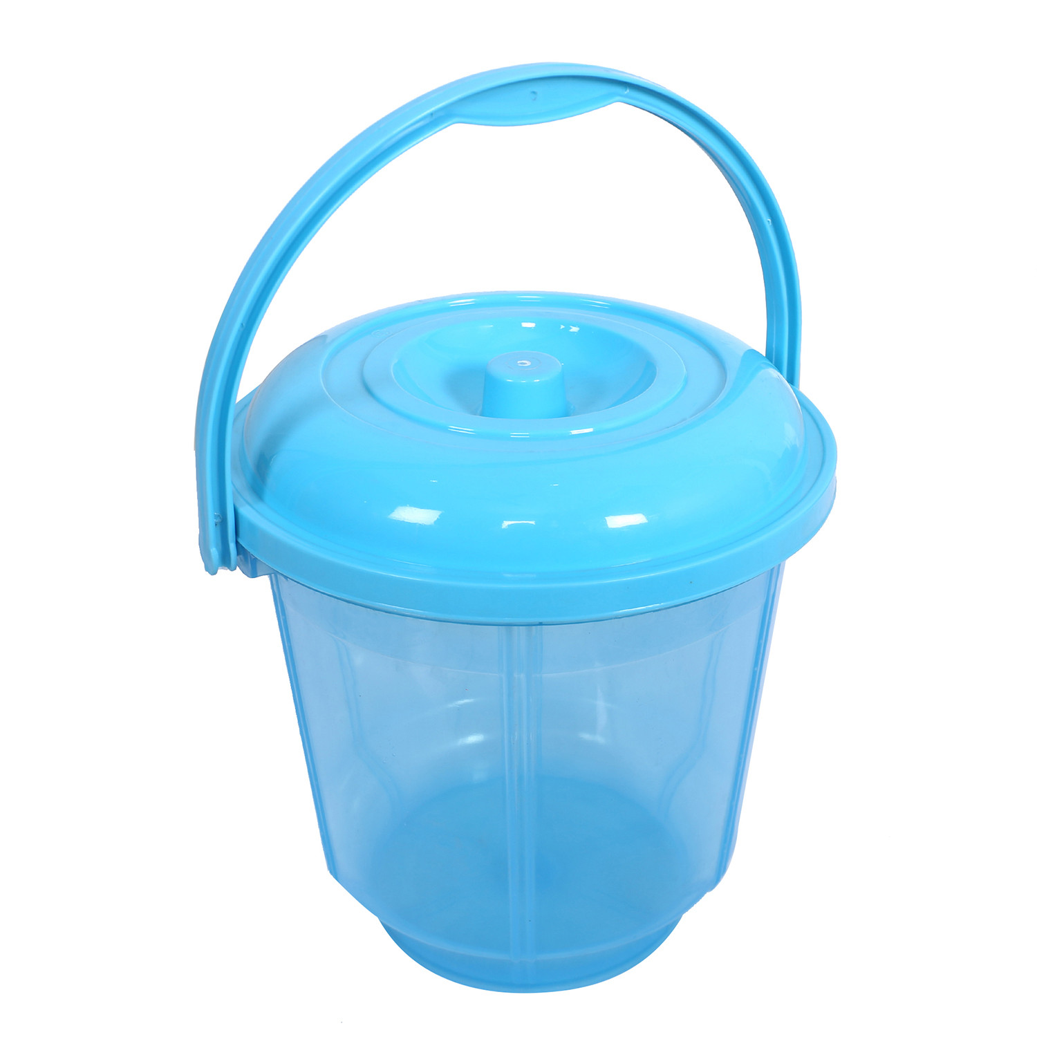 Kuber Industries Colorful Homeware Bucket|Unbreakable Plastic Bucket|Transparent Bucket with Lid & Handle for Bathroom,Home Use,13 Litre (Sky Blue)