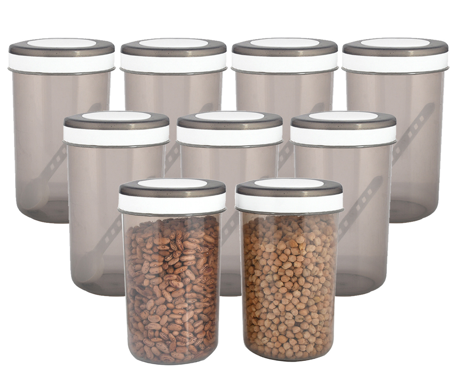 Kuber Industries Containers Set for Kitchen|BPA-Free Plastic 1500 ML Storage Containers Set With Spoon for Kitchen(Gray)
