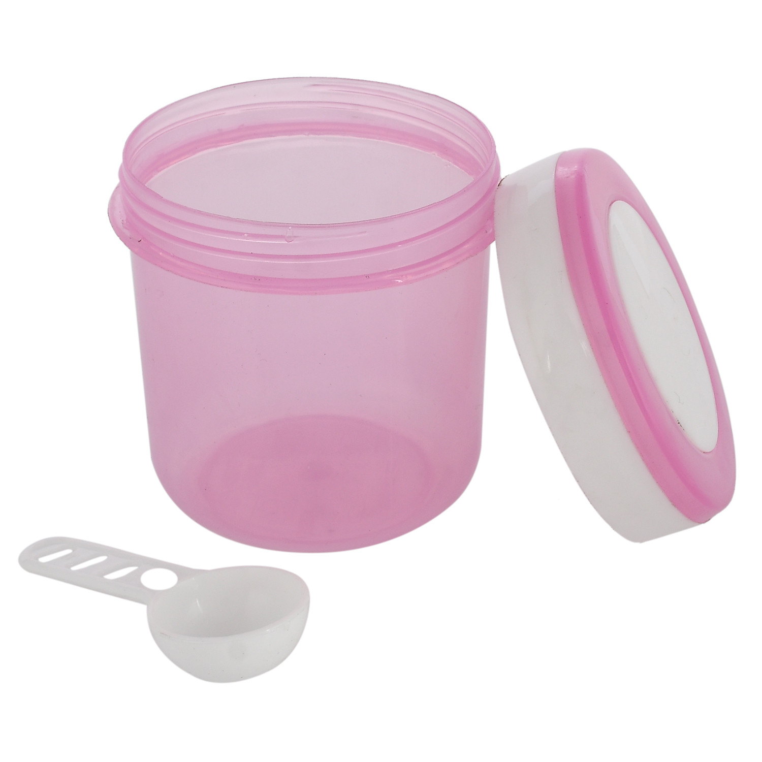 Kuber Industries Containers Set for Kitchen|BPA-Free Plastic Storage Containers Set|Kitchen Storage Containers|Grocery Containers with Spoon|SPICY 1100 ML|(Pink)