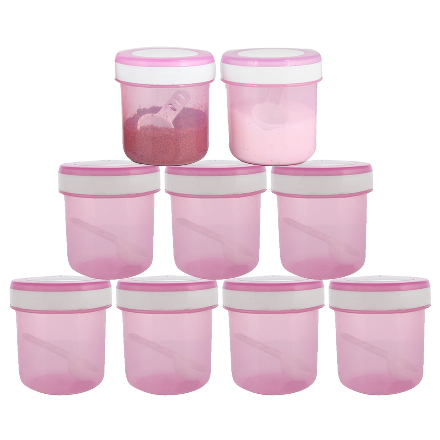 Kuber Industries Containers Set for Kitchen|BPA-Free Plastic Storage Containers Set|Kitchen Storage Containers|Grocery Containers with Spoon|SPICY 1100 ML|(Pink)