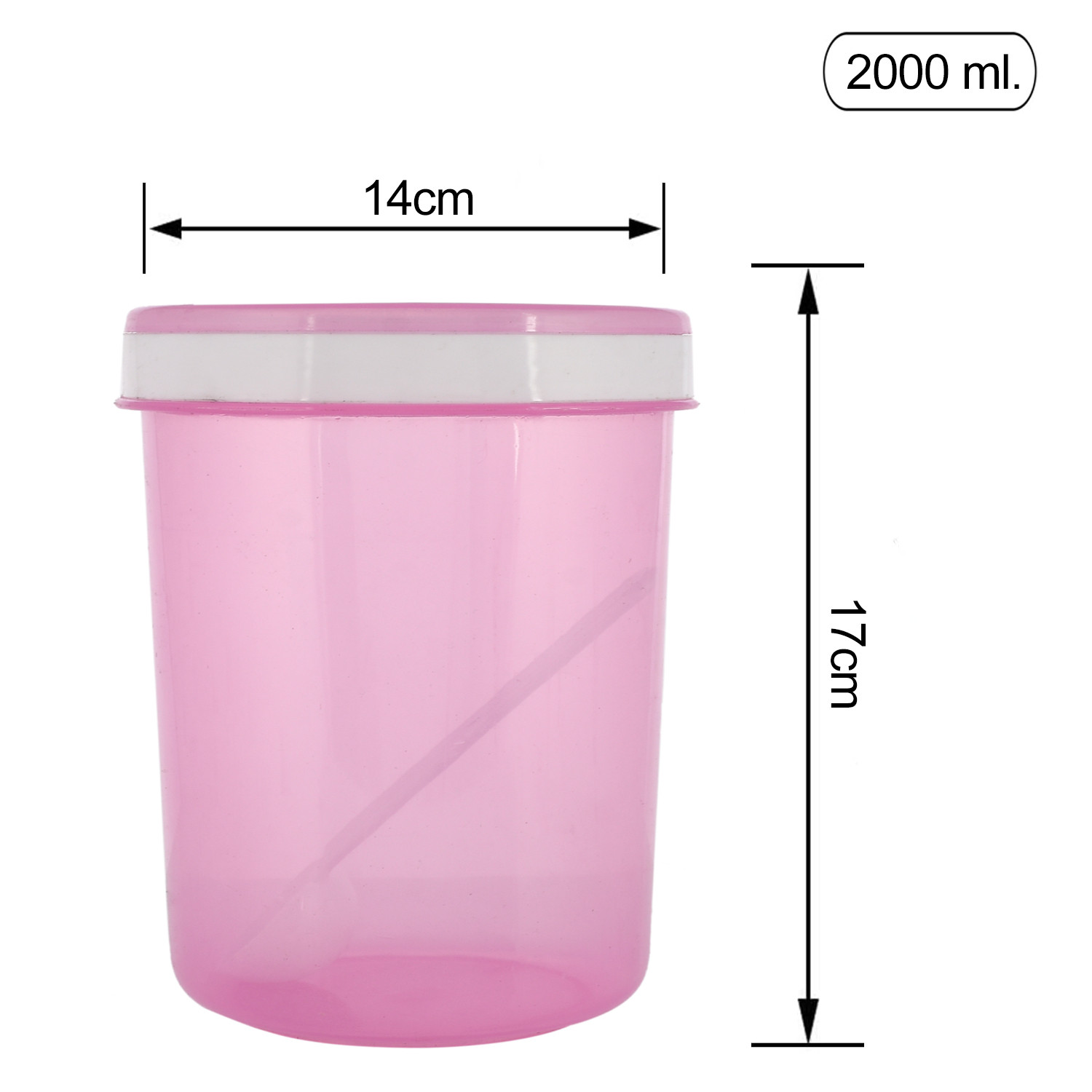 Kuber Industries Containers Set for Kitchen|BPA-Free Plastic Storage Containers Set|Kitchen Storage Containers|Grocery Containers with Spoon|SPICY 2000 ML| (Pink)