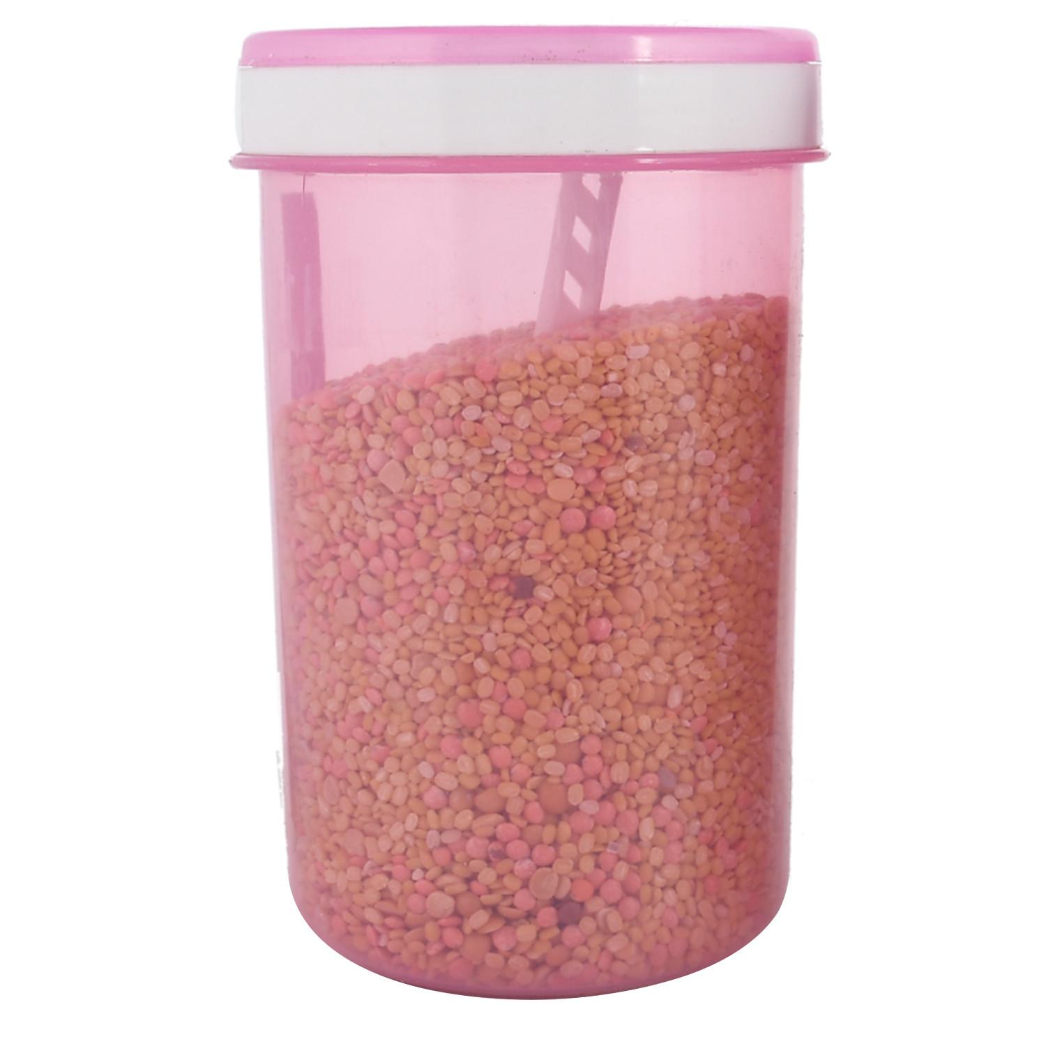 Kuber Industries Containers Set for Kitchen|BPA-Free Plastic Storage Containers Set|Kitchen Storage Containers|Grocery Containers with Spoon|SPICY 2000 ML| (Pink)