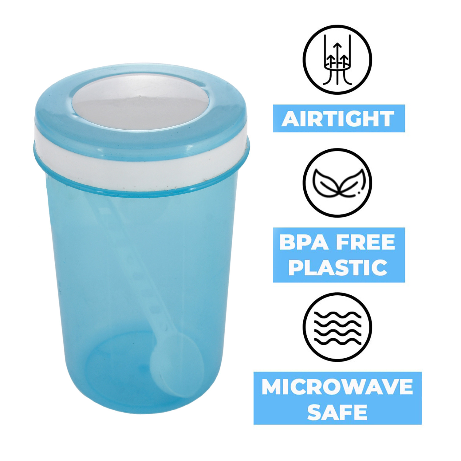 Kuber Industries Containers Set for Kitchen|BPA-Free Plastic Storage Containers Set|Kitchen Storage Containers|Grocery Containers with Spoon|SPICY 2000 ML| (Sky Blue)