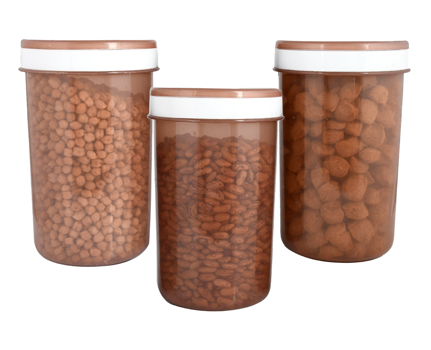 Kuber Industries Containers Set for Kitchen|BPA-Free Plastic Storage Containers Set|Kitchen Storage Containers|Grocery Containers with Spoon|SPICY 2200 ML (Brown)