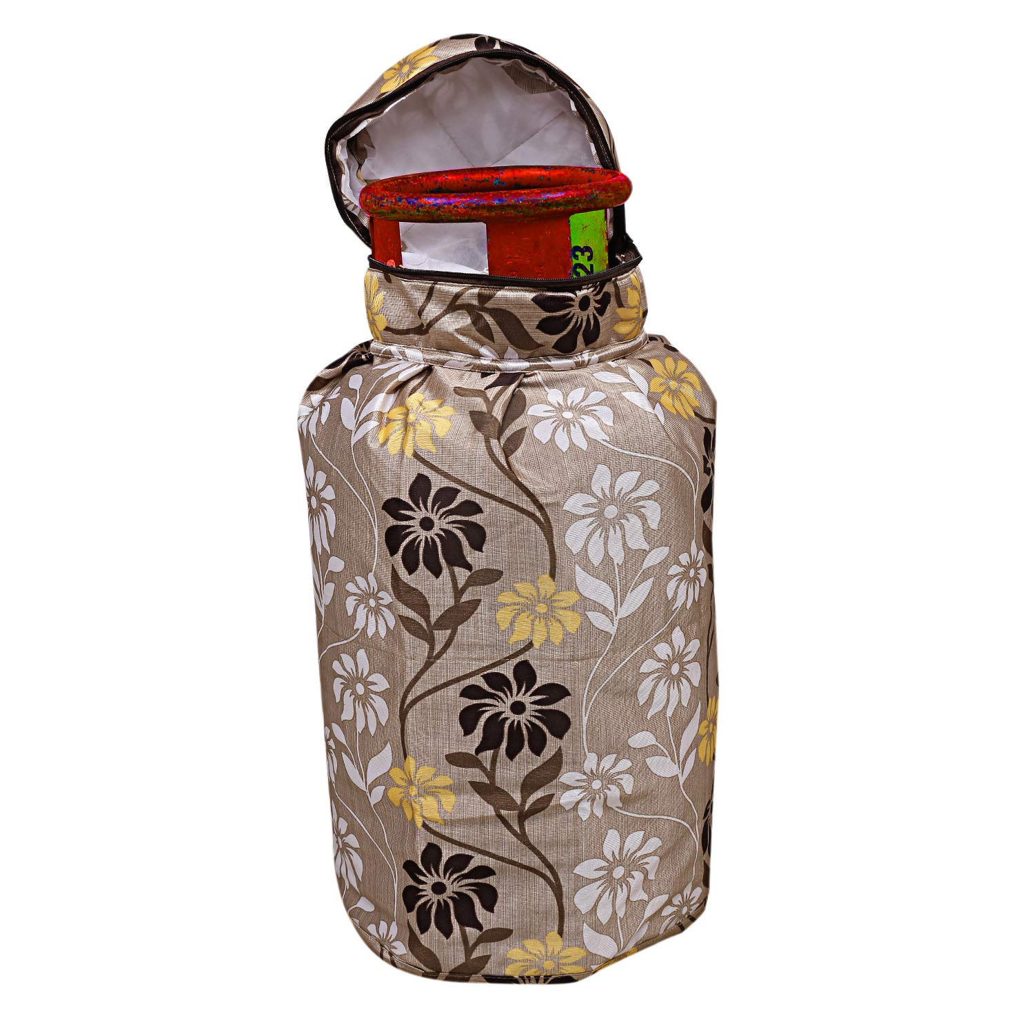 Kuber Industries Cotton 1 Piece Cylinder Cover (Gold) -CTKTC06912