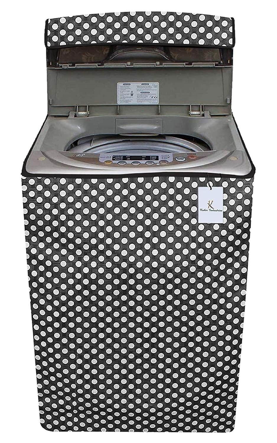 Kuber Industries CTKTC33857 Dots Design PVC Top Load Fully Automatic Washing Machine Cover with Back Hole (Grey)