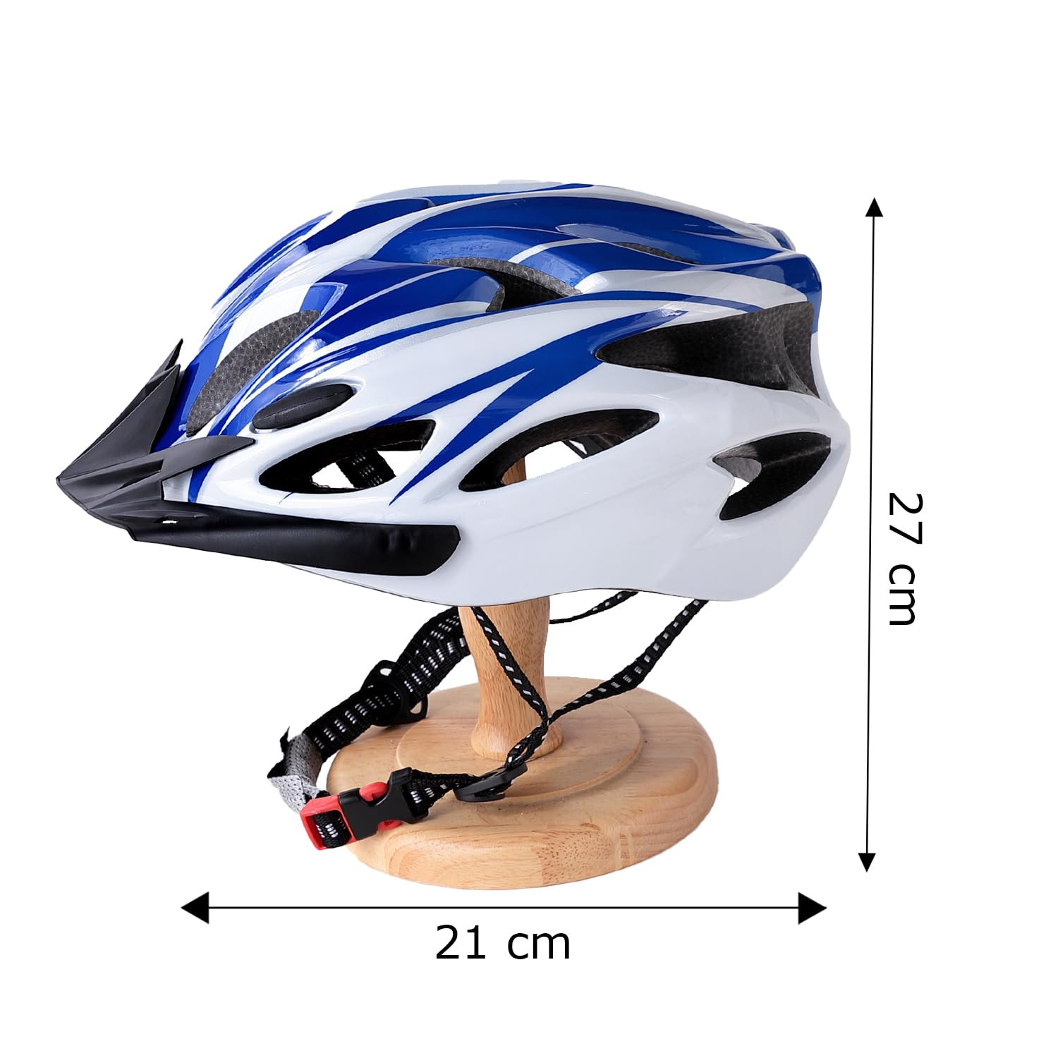 Kuber Industries Cycling Helmet with Detachable Visor|Helmet for Mountain, Road Bike & Skating|Breathable & Adjustable Bicycle Helmet|Ideal for Adults and Kids (Blue & White)