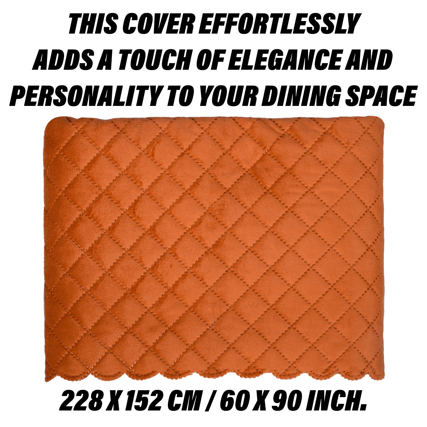Kuber Industries Dining Table Cover | Velvet Table Cover | Quilted Center Table Cover | Table Protector Cloth | Table Cover for Dining Table | 60X90 Inch | DTC | Brown