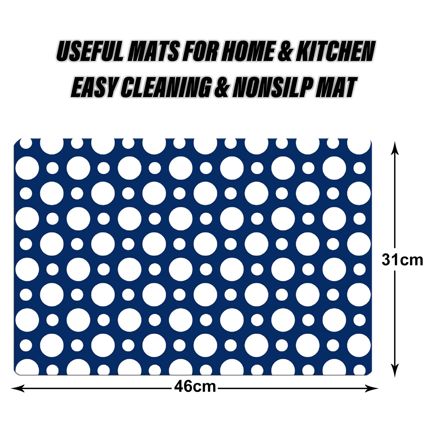 Kuber Industries Dining Table Mat | PVC Blue & White Dot Print | Table Mat | Placemats for Kitchen | Refrigerator Liners Mats | Shelf Liner Mat | Set of 6 | Multicolor