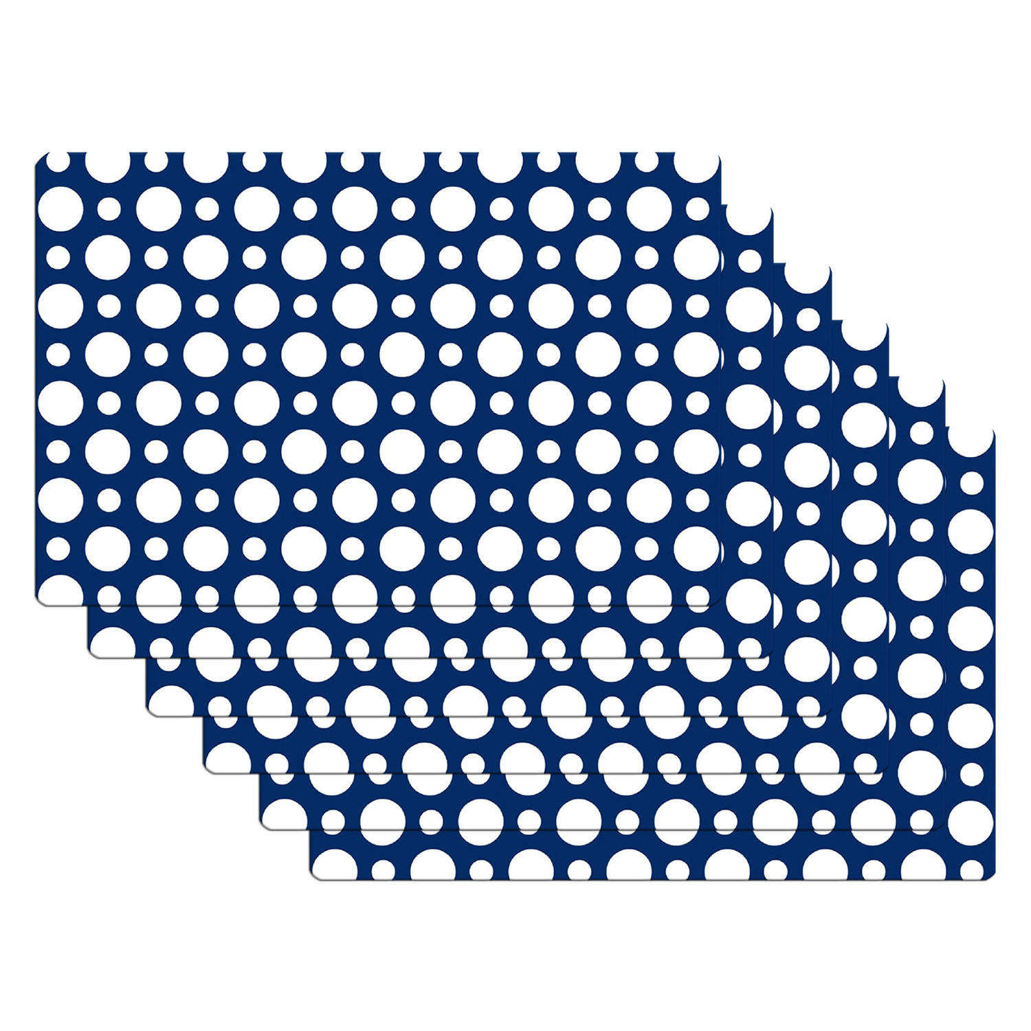 Kuber Industries Dining Table Mat | PVC Blue & White Dot Print | Table Mat | Placemats for Kitchen | Refrigerator Liners Mats | Shelf Liner Mat | Set of 6 | Multicolor