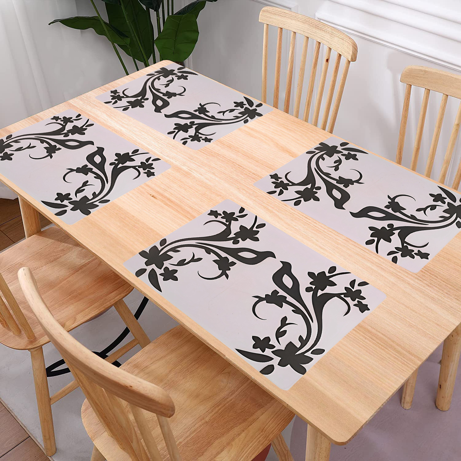 Kuber Industries Dining Table Mat | PVC Chidiya Bird Print | Table Mat | Placemats for Kitchen | Refrigerator Liners Mats | Shelf Liner Mat | Set of 6 | Multicolor