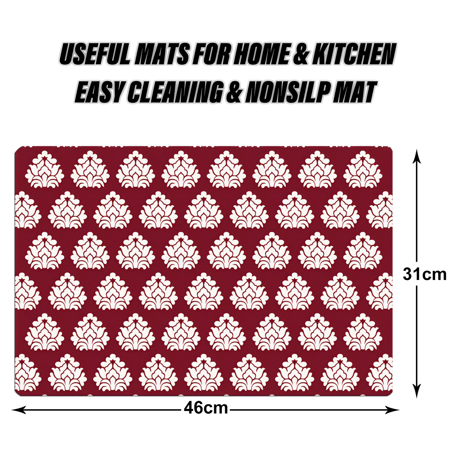 Kuber Industries Dining Table Mat | PVC Maroon Square Print | Table Mat | Placemats for Kitchen | Refrigerator Liners Mats | Shelf Liner Mat | Set of 6 | Maroon