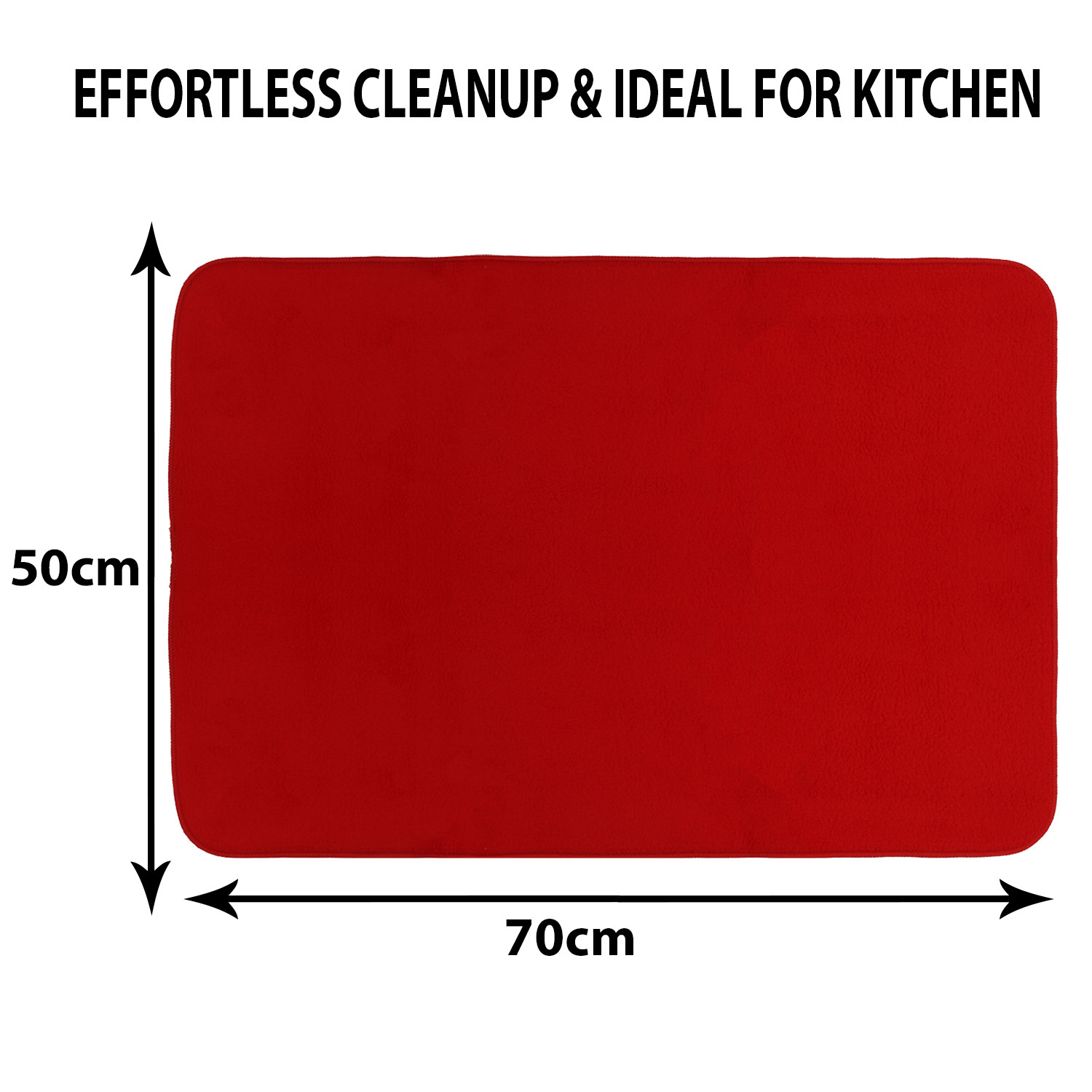 Kuber Industries Dish Dry Mat | Microfiber Drying Mat | Kitchen Drying Mat | Reversible Mat | Kitchen Absorbent Mat | Dish Dry Mat for Kitchen | 50x70 | Red