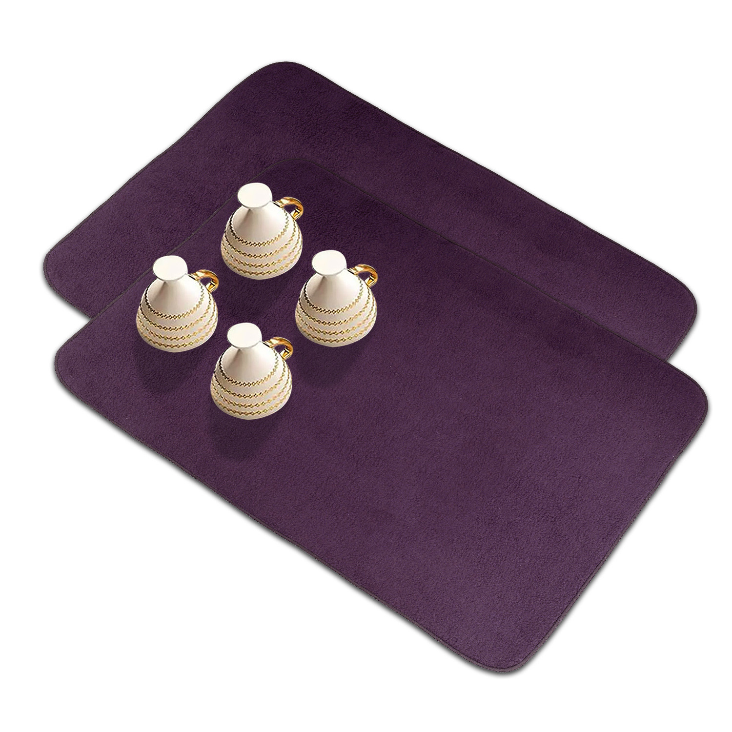 Kuber Industries Dish Dry Mat | Microfiber Drying Mat | Kitchen Drying Mat | Reversible Mat | Kitchen Absorbent Mat | Dish Dry Mat for Kitchen | 50x70 | Dark Purple