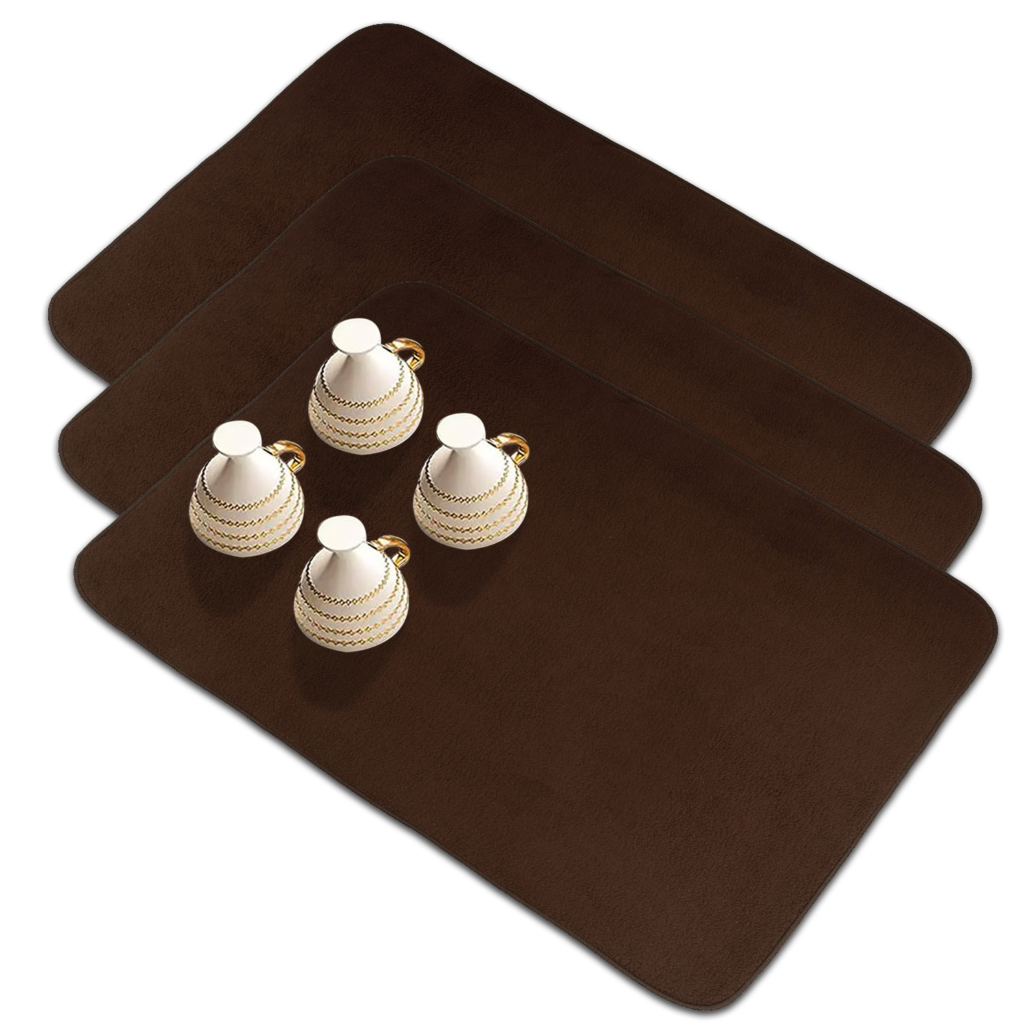 Kuber Industries Dish Dry Mat | Microfiber Drying Mat | Kitchen Drying Mat | Reversible Mat | Kitchen Absorbent Mat | Dish Dry Mat for Kitchen | 50x70 | Brown