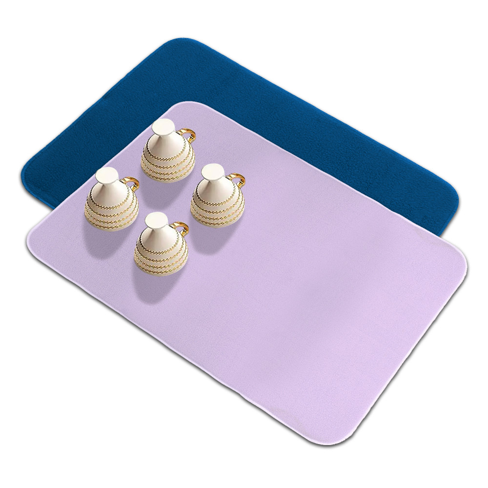 Kuber Industries Dish Dry Mat | Microfiber Drying Mat | Reversible Kitchen Drying Mat | Absorbent Mat | Kitchen Dish Dry Mat | 50x70 | Pack of 2 | Blue &amp; Light Purple