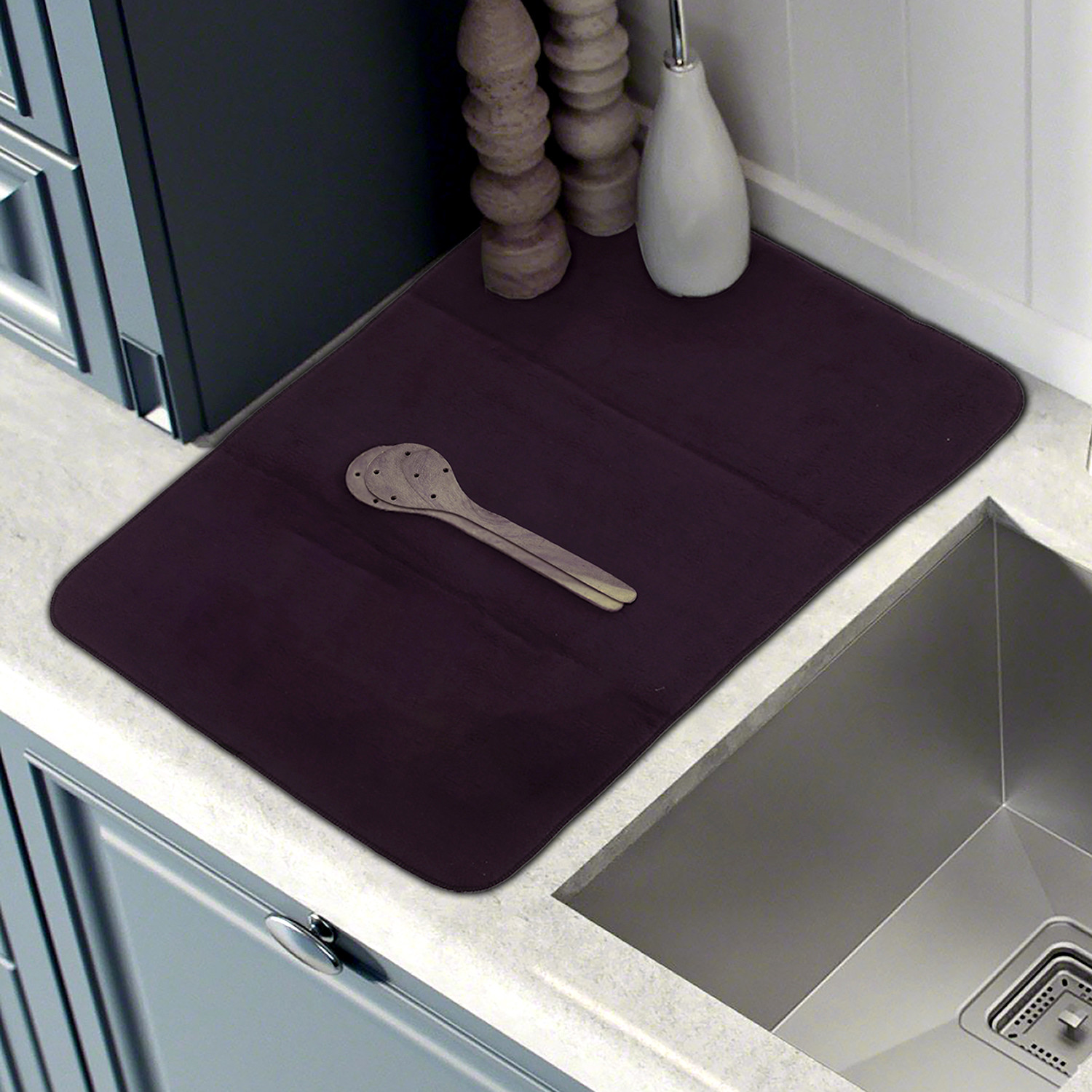 Kuber Industries Dish Dry Mat | Microfiber Drying Mat | Reversible Kitchen Drying Mat | Absorbent Mat | Kitchen Dish Dry Mat | 50x70 | Pack of 2 | Light & Dark Purple