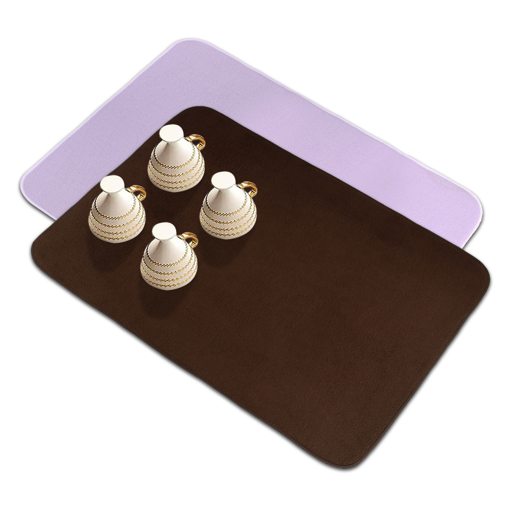 Kuber Industries Dish Dry Mat | Microfiber Drying Mat | Reversible Kitchen Drying Mat | Absorbent Mat | Kitchen Dish Dry Mat | 50x70 | Pack of 2 | Light Purple &amp; Brown