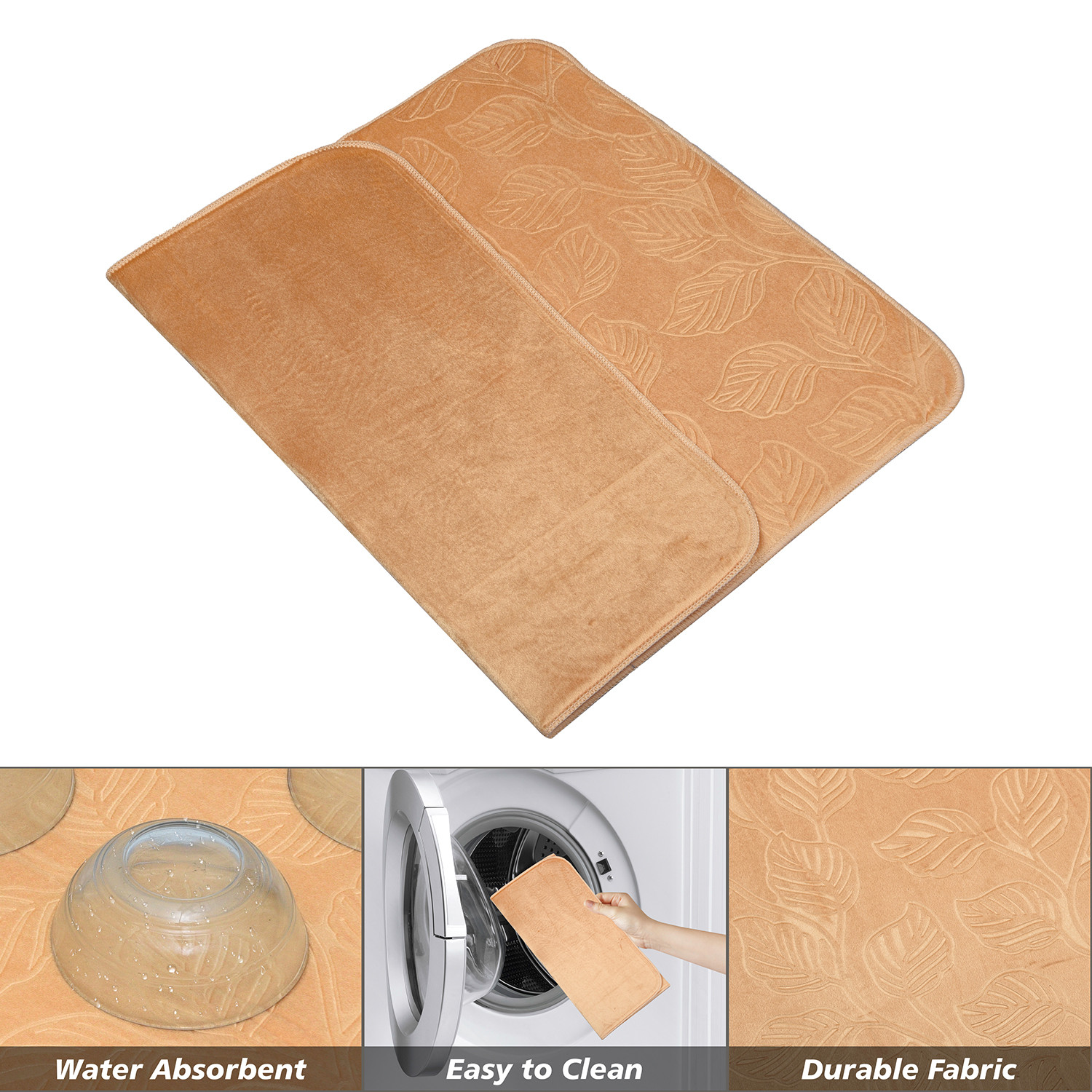 Kuber Industries Dish Dry Mat | Microfiber Self Drying Mat | Kitchen Drying Mat | Water Absorbent Kitchen Mat | Embossed Dish Dry Mat | 38x50 | Pack of 2 | Golden & Gray