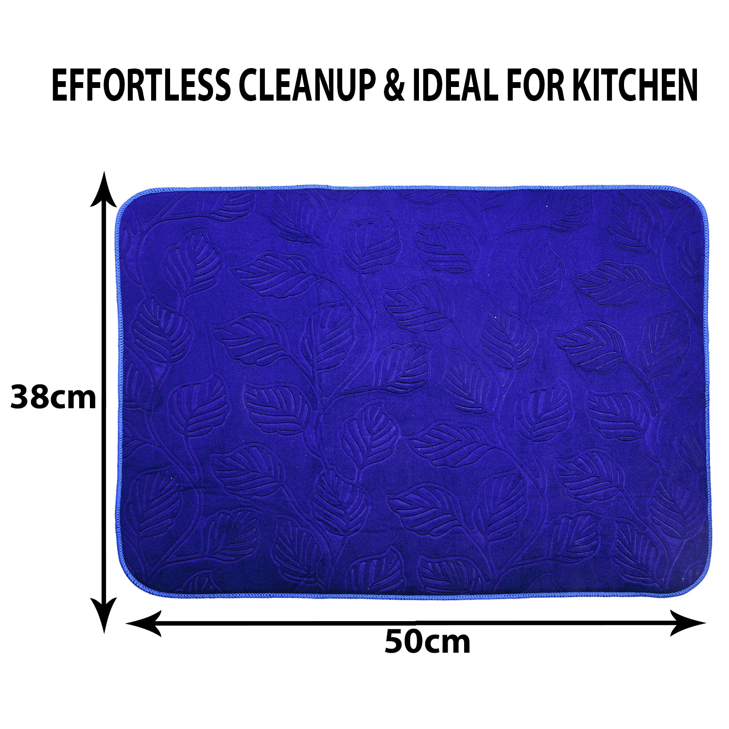 Kuber Industries Dish Dry Mat | Microfiber Self Drying Mat | Kitchen Drying Mat | Water Absorbent Kitchen Mat | Embossed Dish Dry Mat | 38x50 | Pack of 2 | Brown & Blue