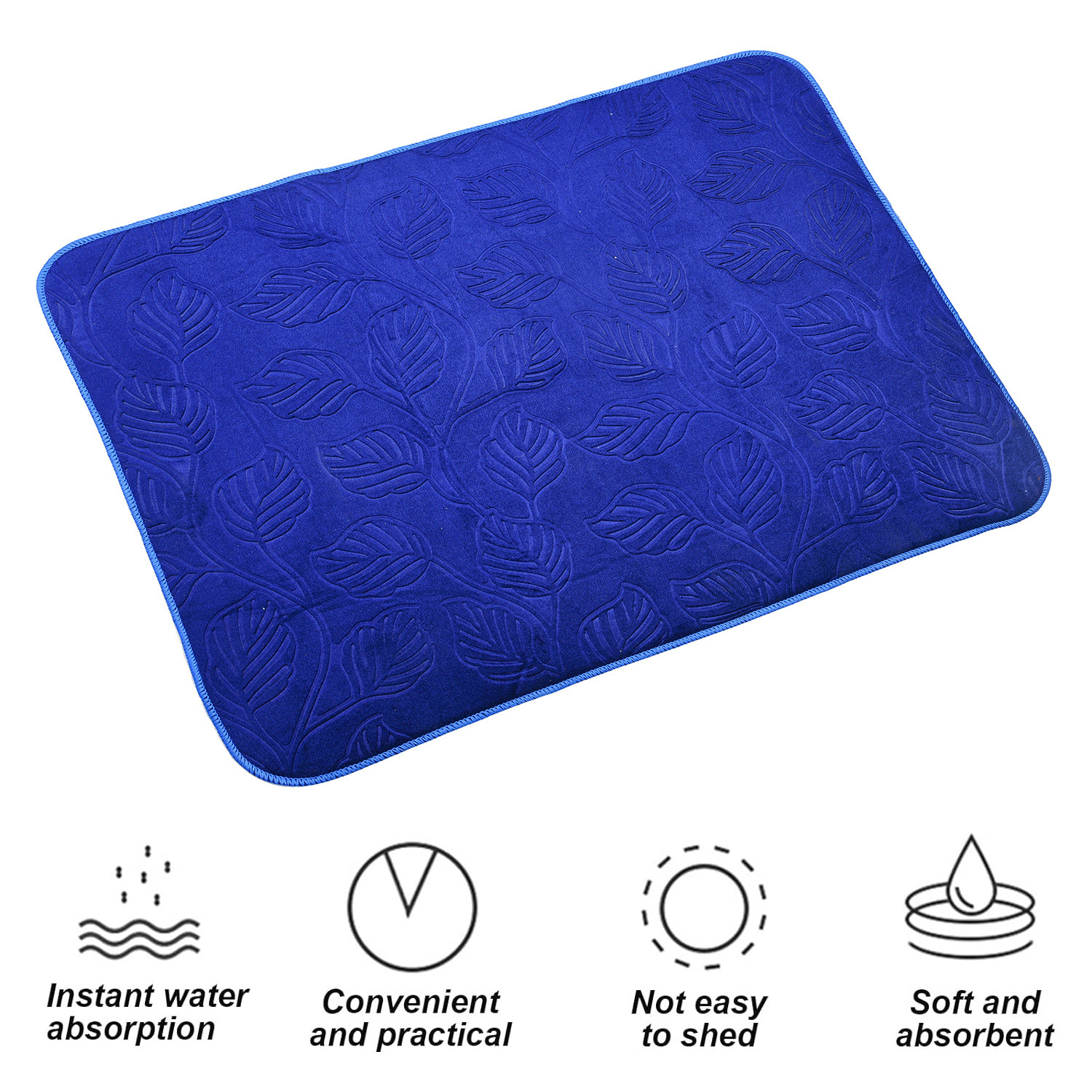 Kuber Industries Dish Dry Mat | Microfiber Self Drying Mat | Kitchen Drying Mat | Water Absorbent Kitchen Mat | Embossed Dish Dry Mat | 38x50 | Pack of 2 | Brown & Blue