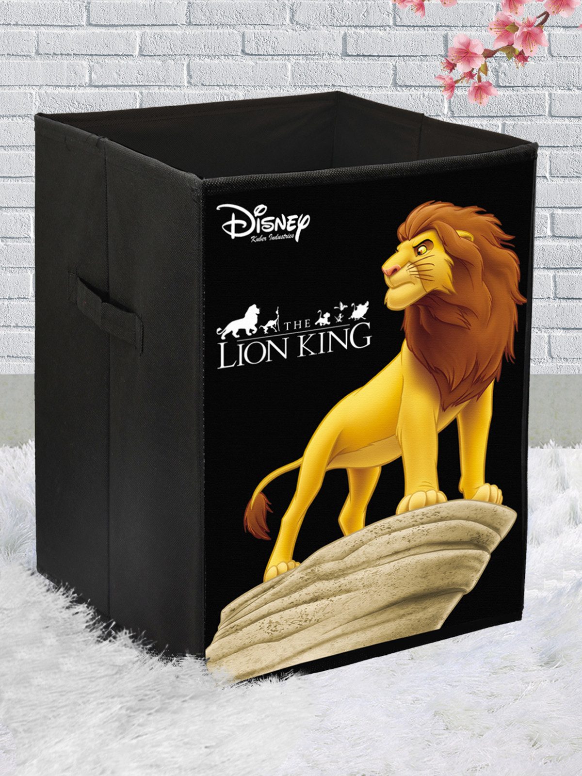 Kuber Industries Disney Lion King Print Non Woven Fabric Foldable Laundry Organiser With Handles (Black)