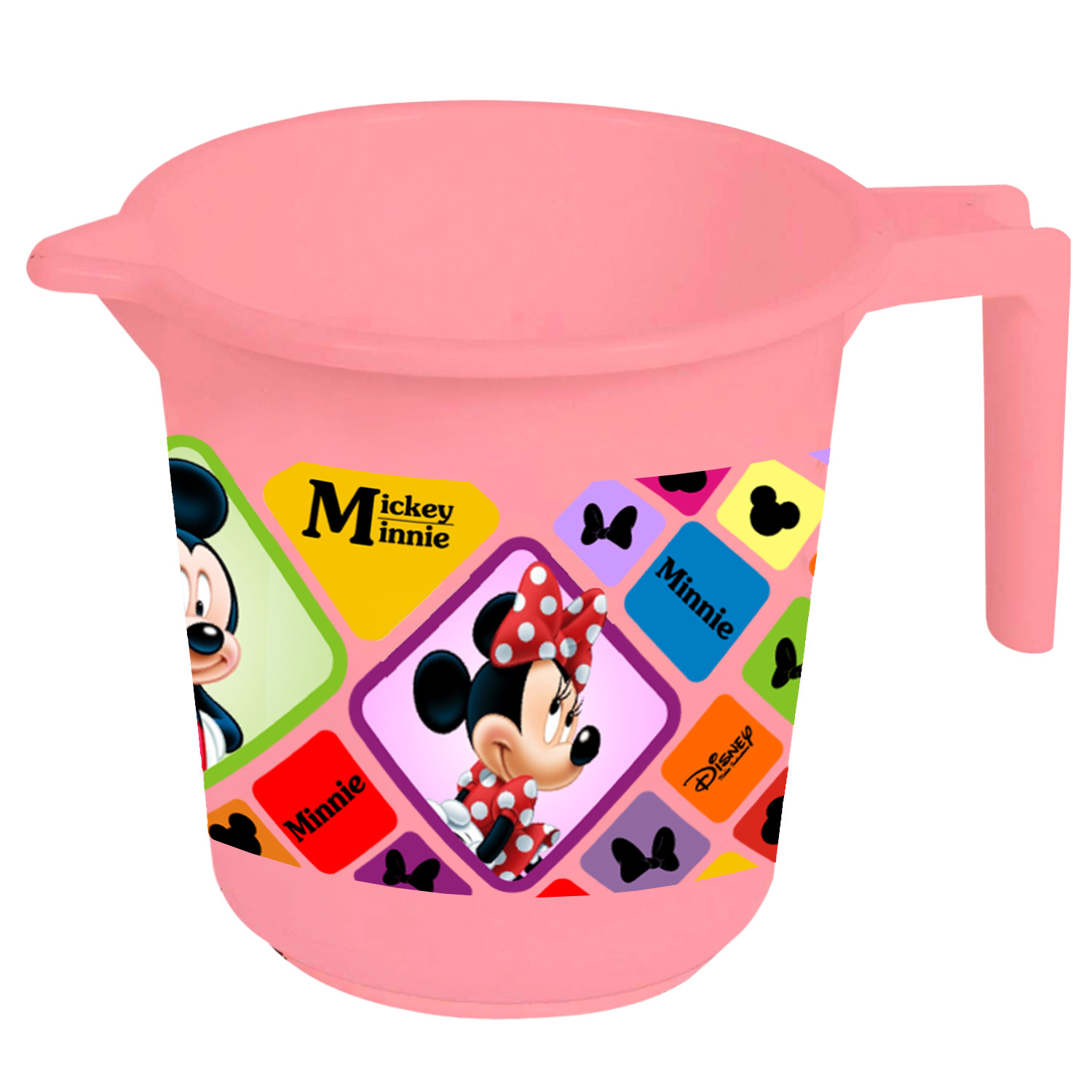 Kuber Industries Disney Mickey Minnie Print 4 Pieces Unbreakable Strong Plastic Bathroom Mug,500 ML (Pink & Cream) -HS_35_KUBMART17571