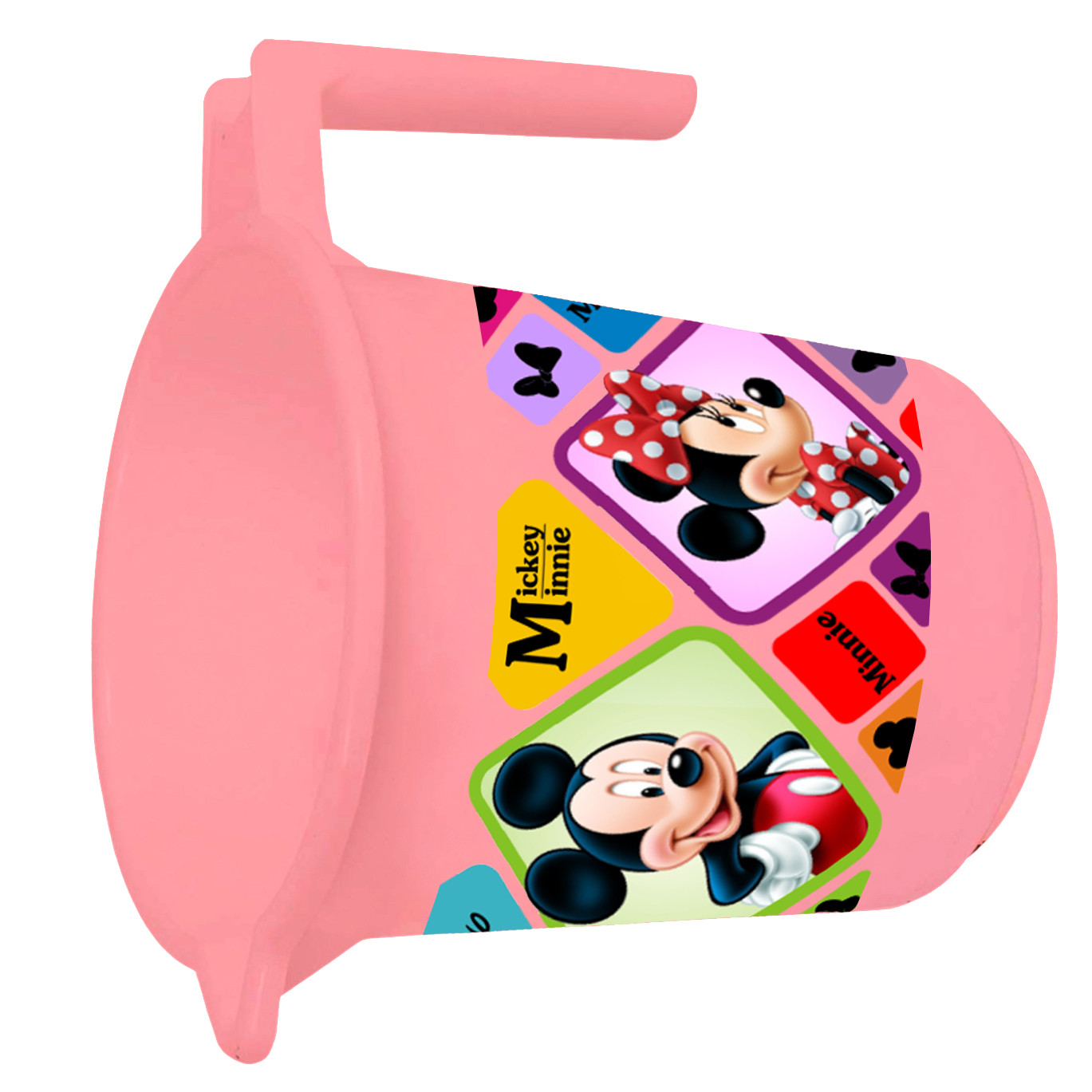 Kuber Industries Disney Mickey Minnie Print 4 Pieces Unbreakable Strong Plastic Bathroom Mug,500 ML (Pink & Black) -HS_35_KUBMART17575