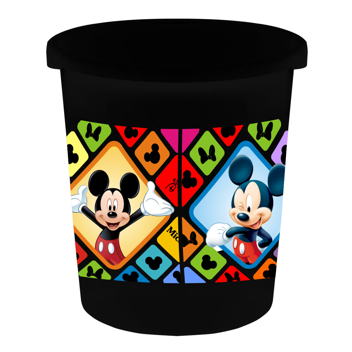 Kuber Industries Disney Mickey Minnie Print Plastic Garbage Waste Dustbin/Recycling Bin for Home, Office, Factory, 5 Liters (Black) -HS_35_KUBMART17773