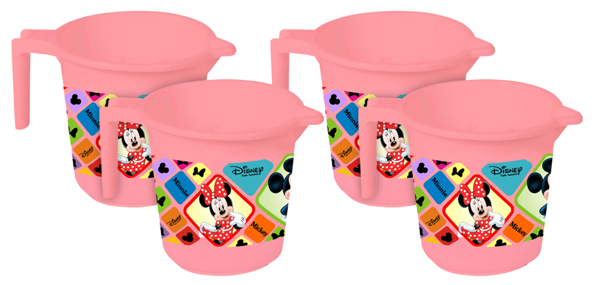 Kuber Industries Disney Mickey Minnie Print Unbreakable Strong Plastic Bathroom Mug,500 ML (Pink) -HS_35_KUBMART17531