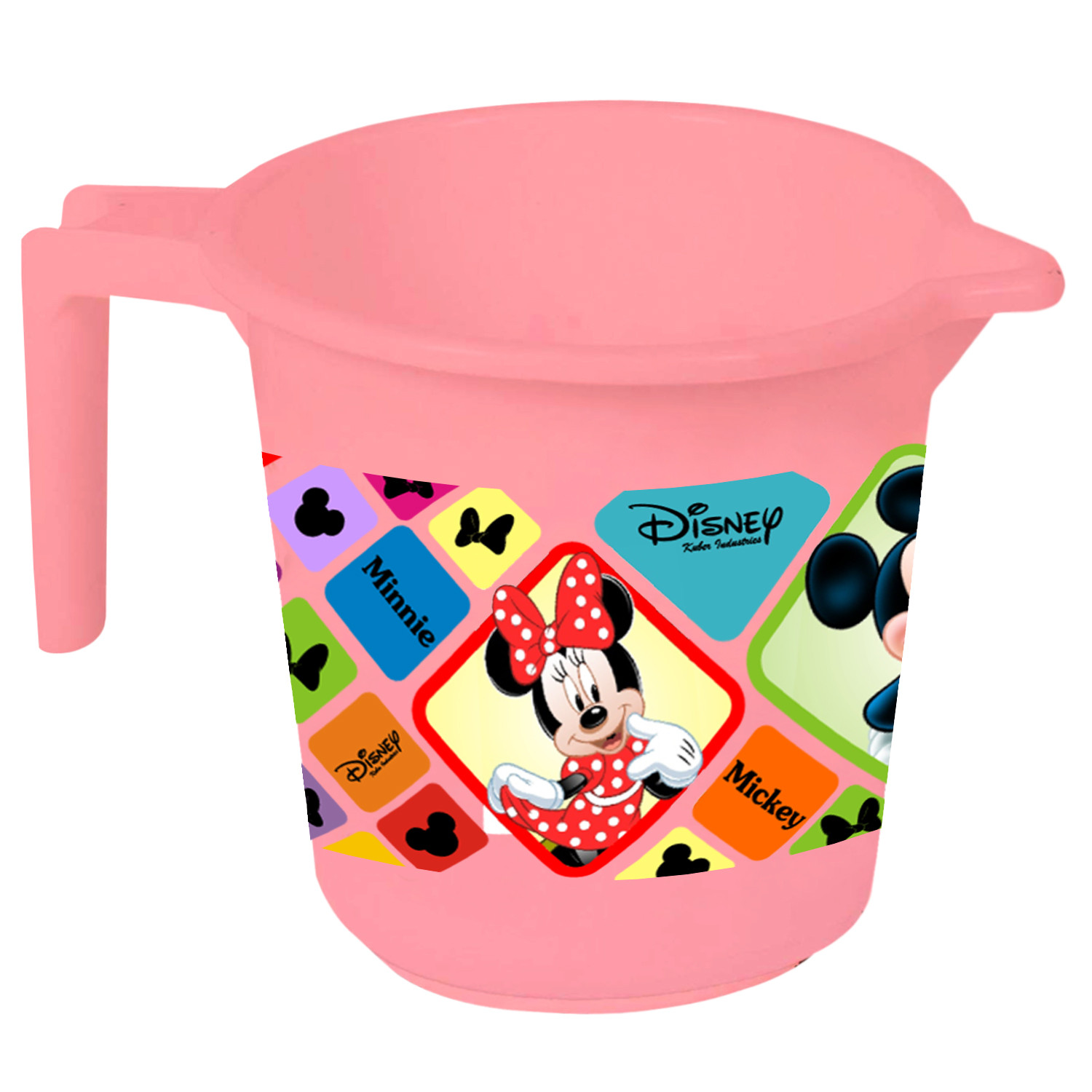 Kuber Industries Disney Mickey Minnie Print Unbreakable Strong Plastic Bathroom Mug,500 ML (Pink) -HS_35_KUBMART17531