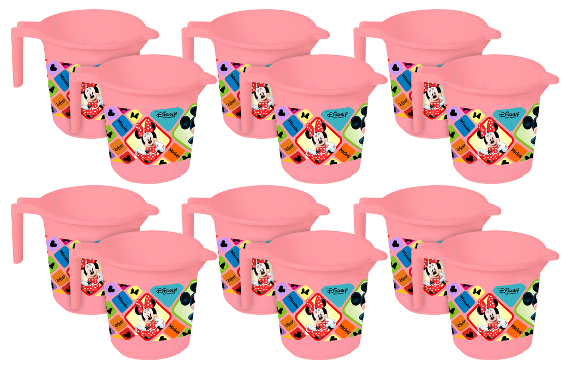 Kuber Industries Disney Mickey Minnie Print Unbreakable Strong Plastic Bathroom Mug,500 ML (Pink) -HS_35_KUBMART17531