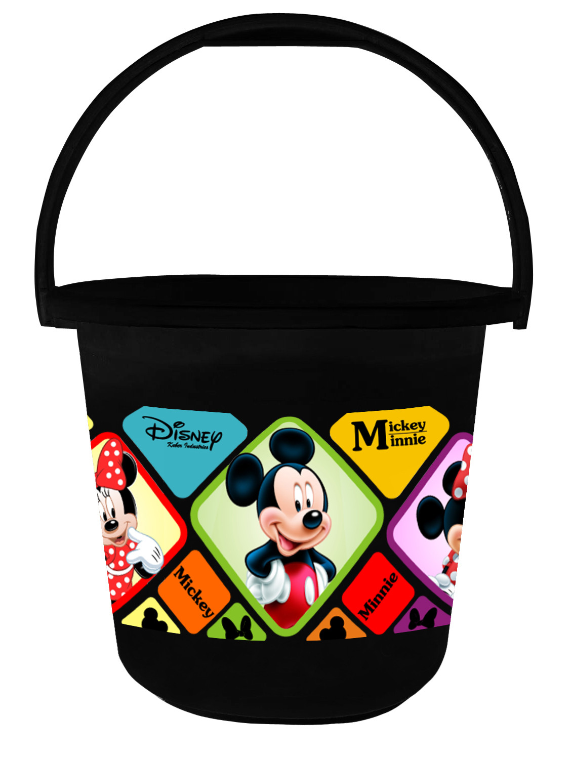 Kuber Industries Disney Mickey Minnie Print Unbreakable Virgin Plastic Strong Bathroom Bucket ,16 LTR (Cream & Black)-Pack of 2 -HS_35_KUBMART17857